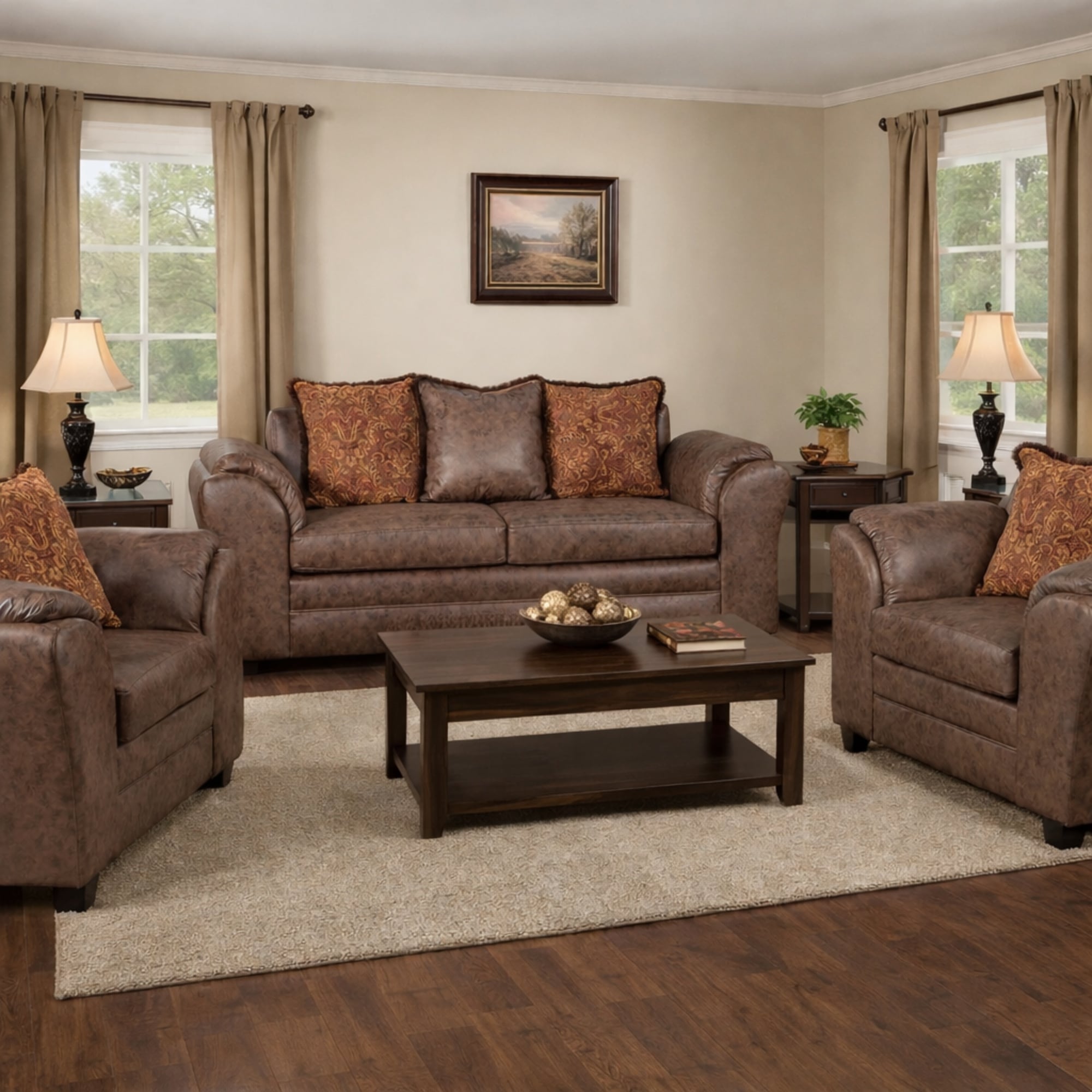 JUEGO DE LIVING 2 1 1 ACONCAGUA CHOCOLATE - 1
