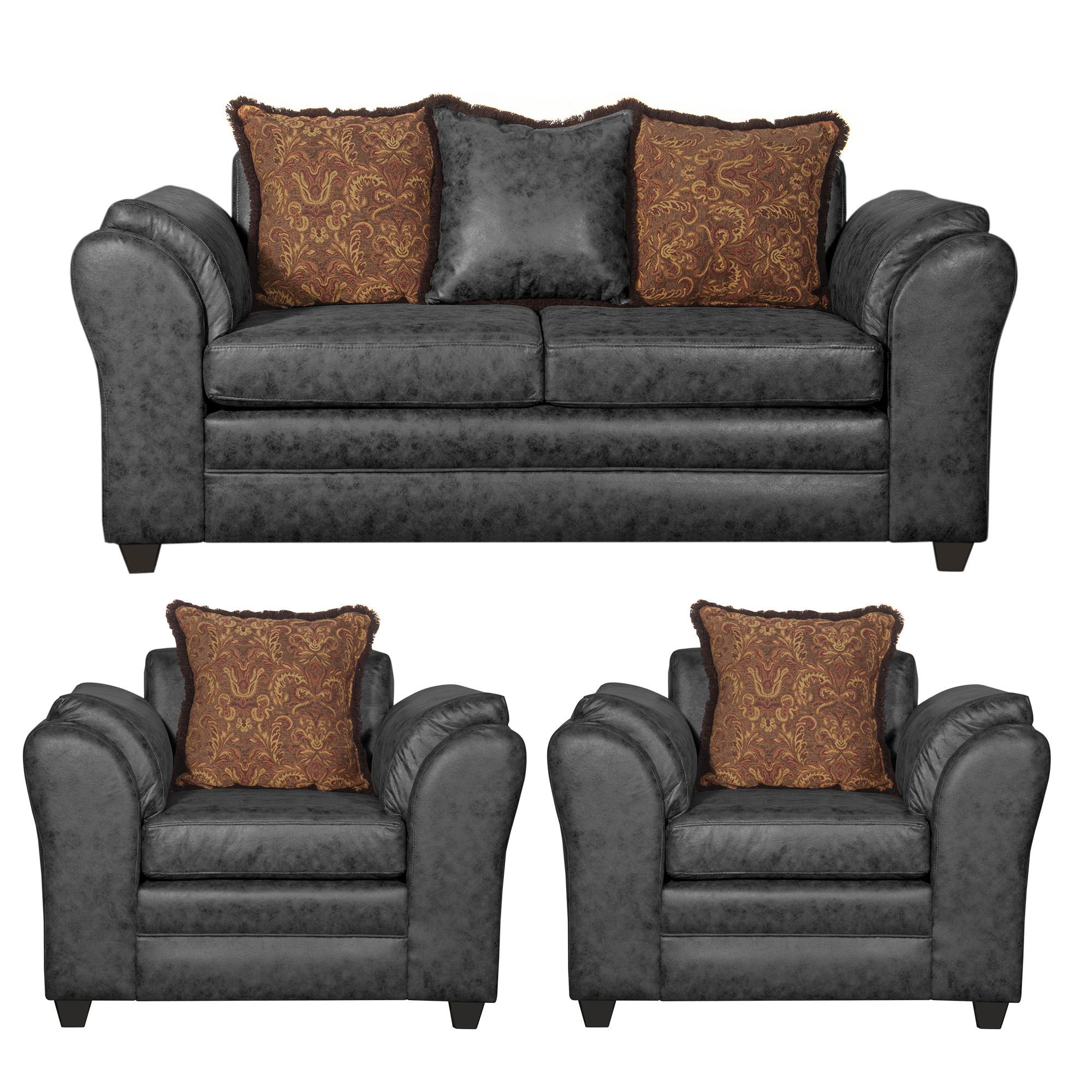 JUEGO DE LIVING 2 1 1 ACONCAGUA NEGRO - 2