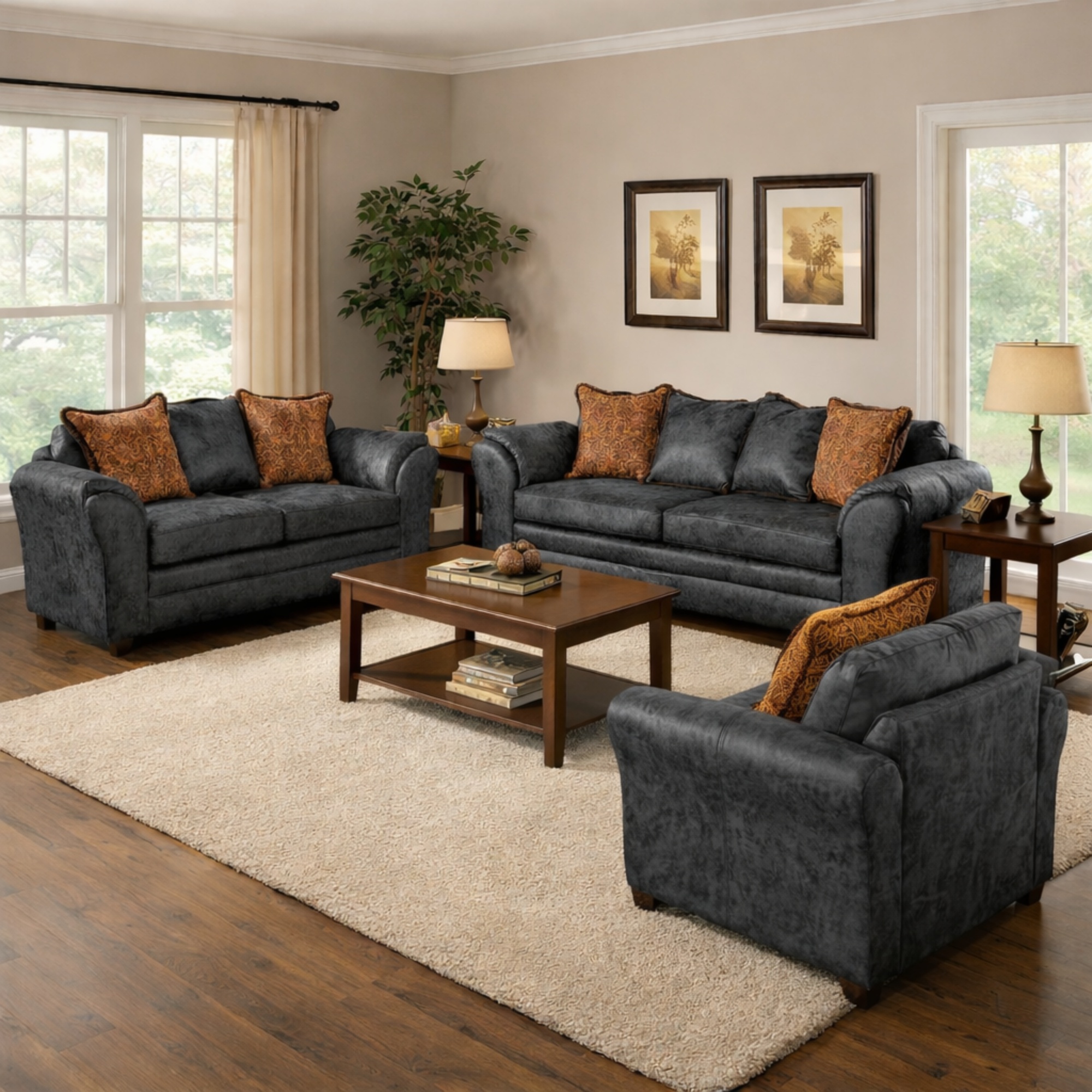 JUEGO DE LIVING 3 2 1 ACONCAGUA NEGRO - 1