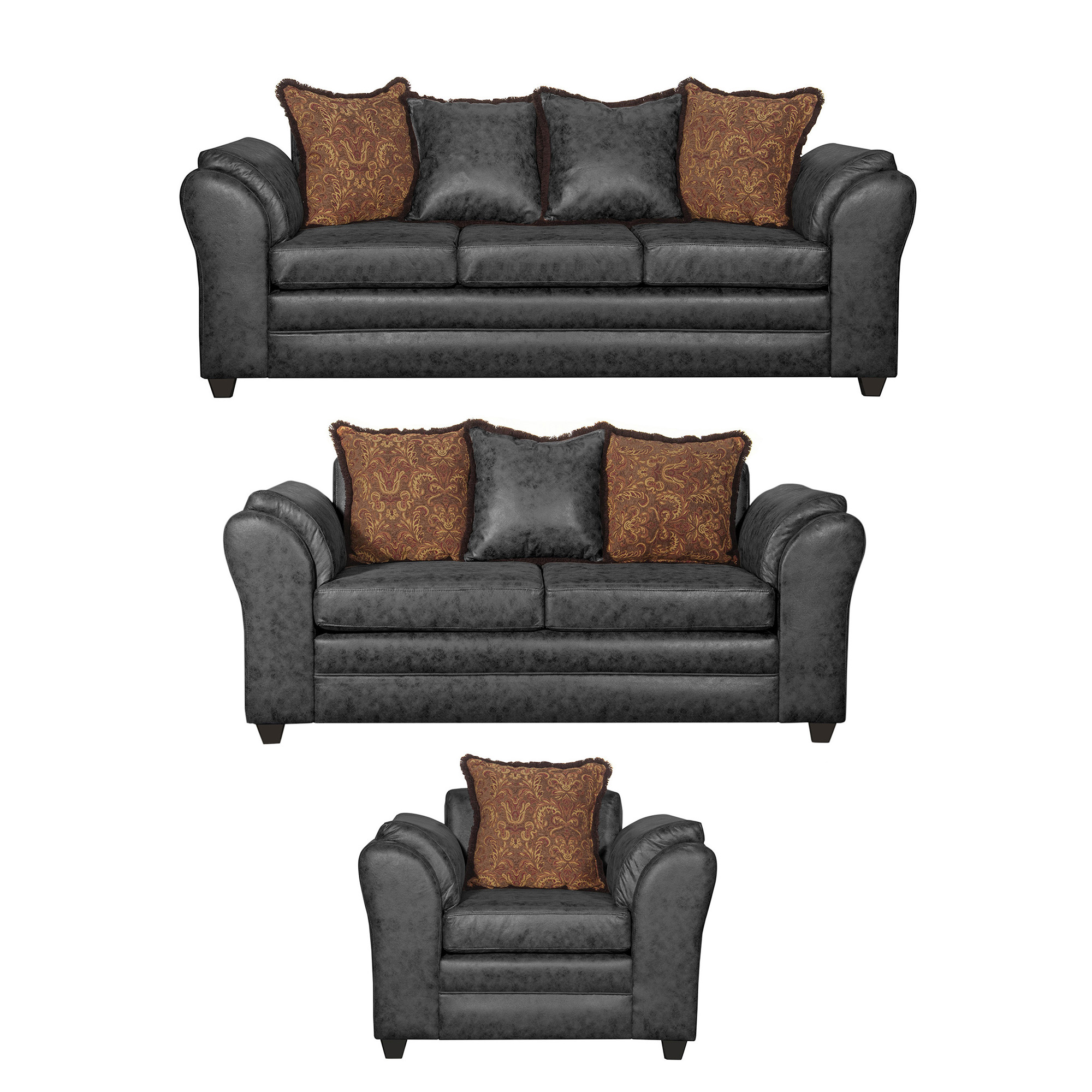 JUEGO DE LIVING 3 2 1 ACONCAGUA NEGRO - 2