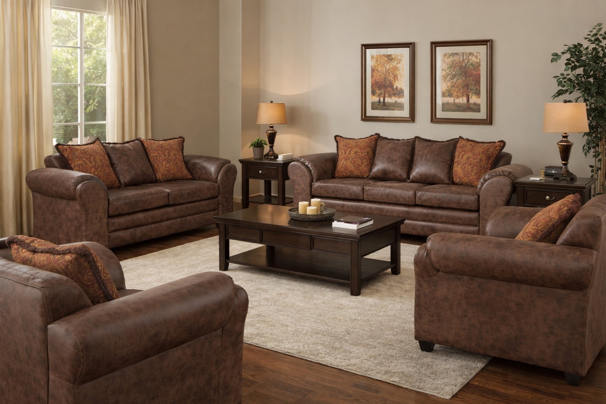 JUEGO DE LIVING 3 2 1 1 ACONCAGUA CHOCOLATE - 1
