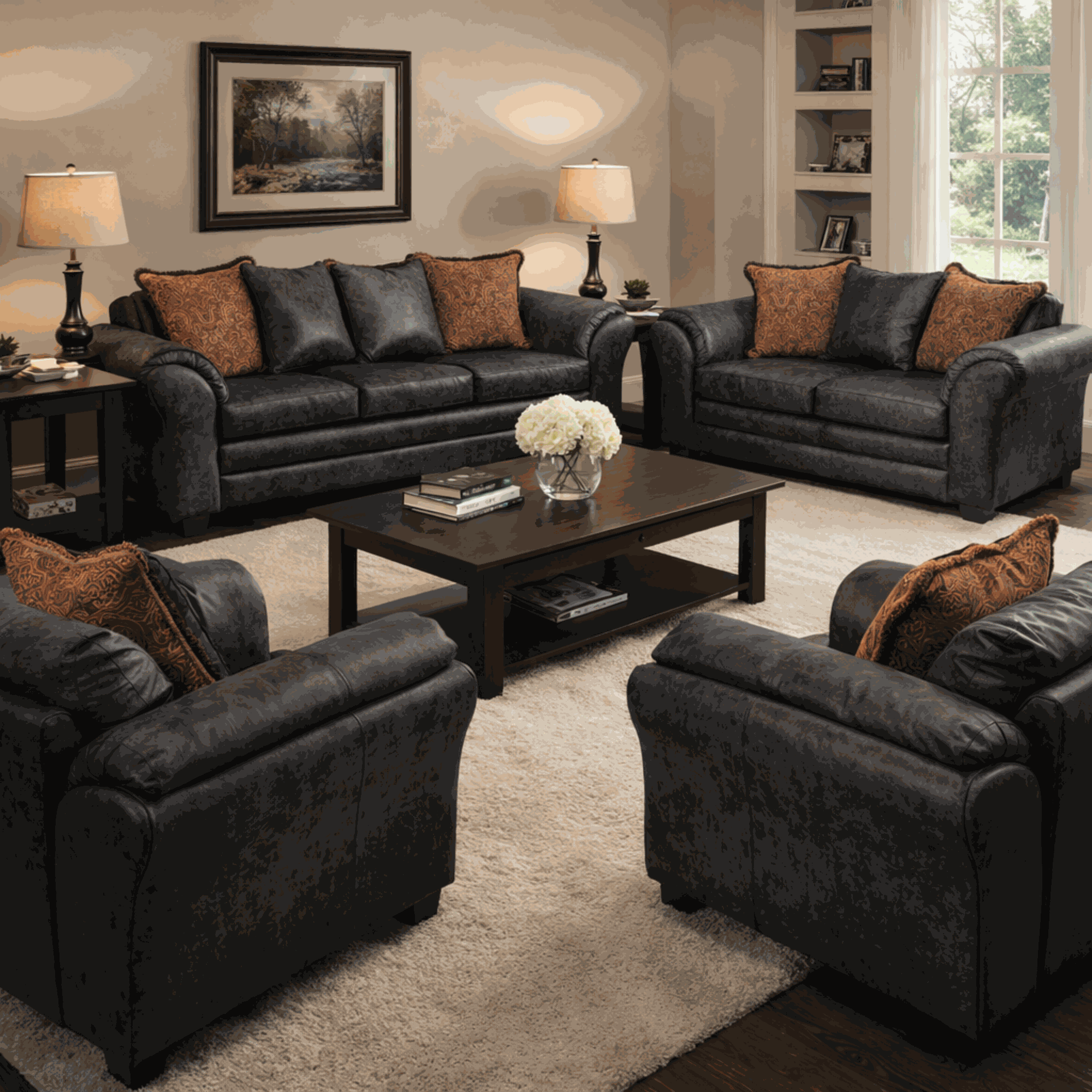 JUEGO DE LIVING 3 2 1 1 ACONCAGUA NEGRO - 1