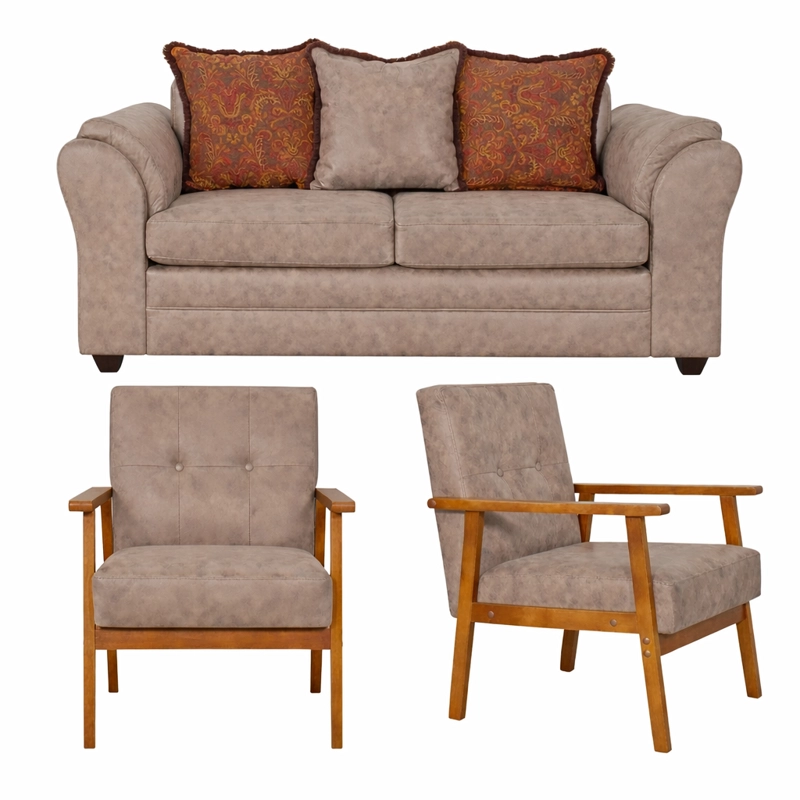 JUEGO DE LIVING 2 1 1 SITIALES ACONCAGUA BEIGE - 2