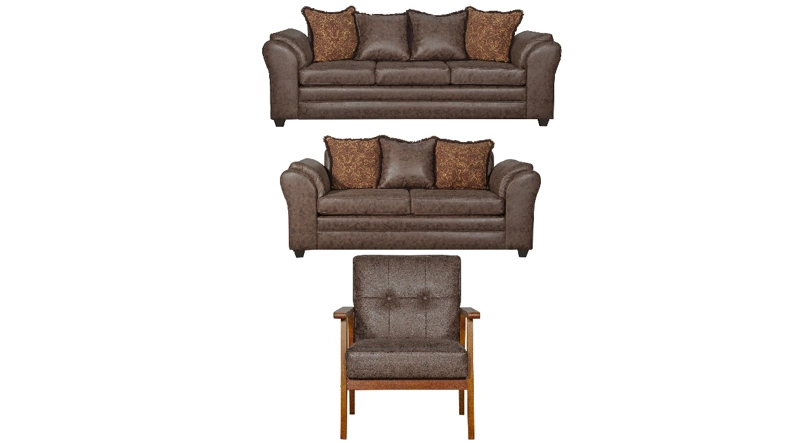 JUEGO DE LIVING 3 2 1 SITIAL ACONCAGUA CHOCOLATE - 2
