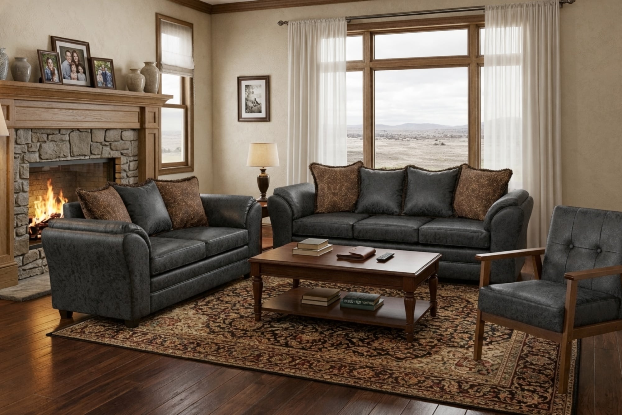 JUEGO DE LIVING 3 2 1 SITIAL ACONCAGUA NEGRO - 1