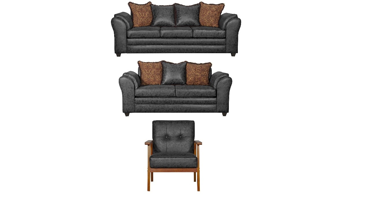 JUEGO DE LIVING 3 2 1 SITIAL ACONCAGUA NEGRO - 2