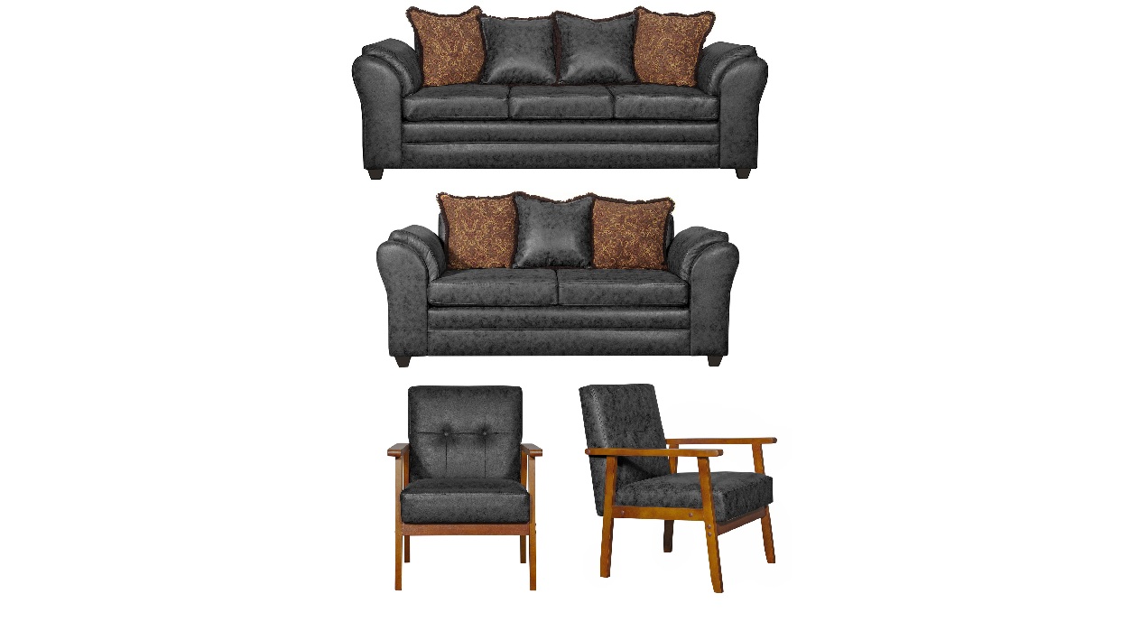 JUEGO DE LIVING 3 2 1 1 SITIAL ACONCAGUA  NEGRO - 2