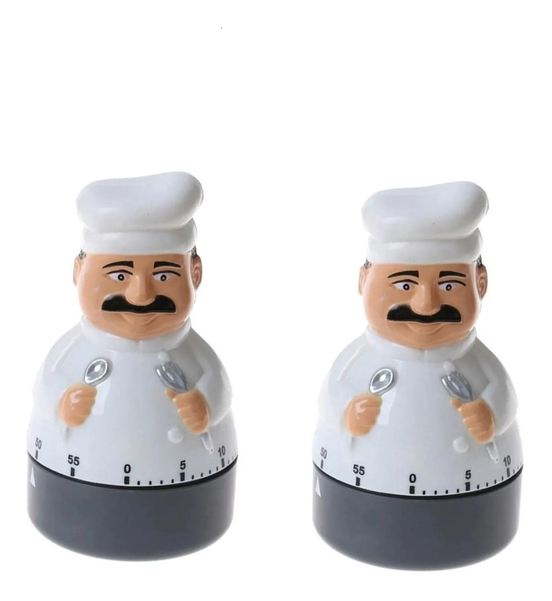 2X TIMER COCINA RELOJ TEMPORIZADO FORMA DE COCINERO A CUERDA - 1