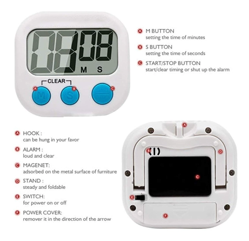 TIMER DIGITAL DE COCINA RELOJ TEMPORIZADOR - 2