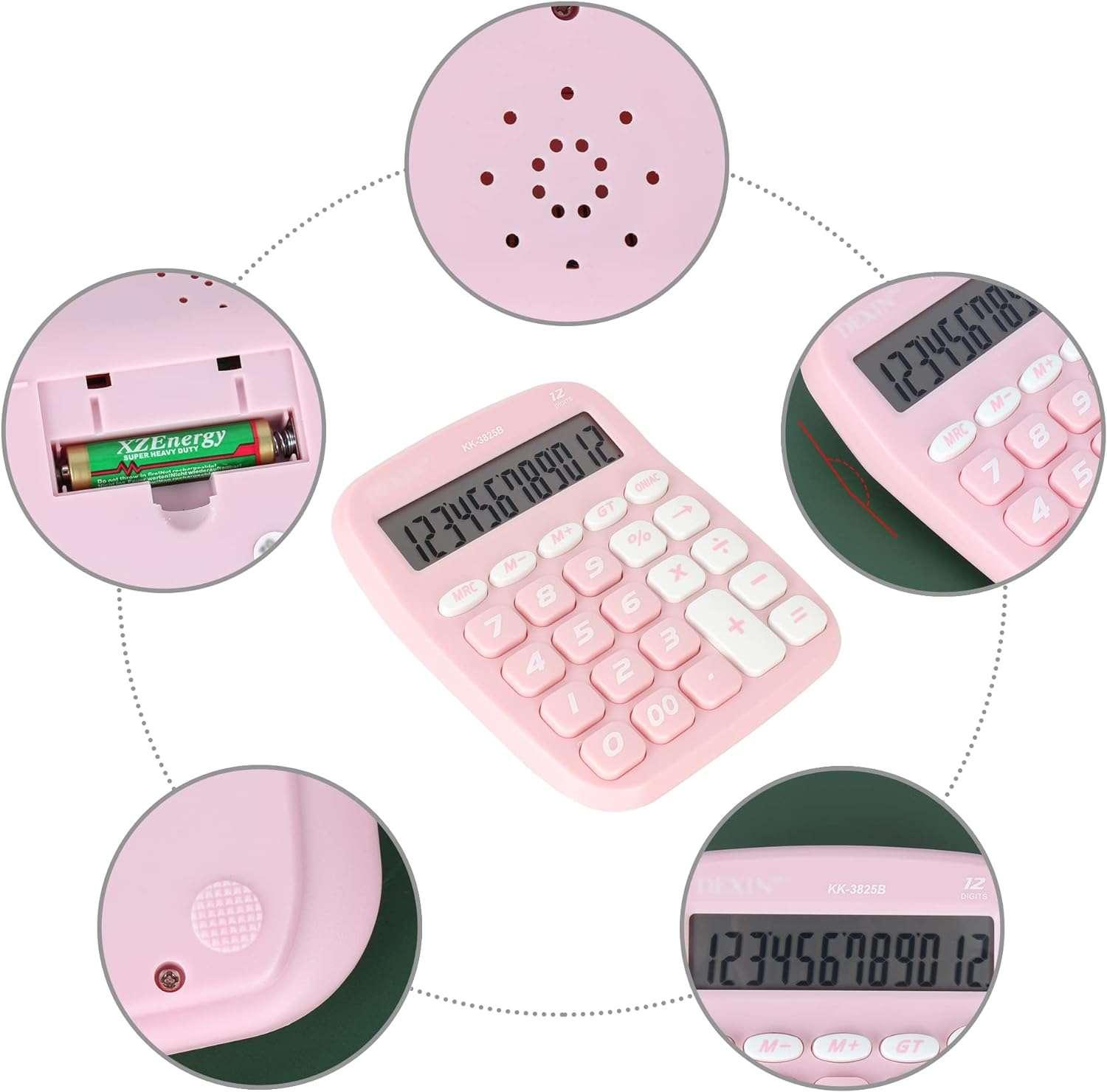 CALCULADORA ROSA PINK ESCRITORIO OFICINA COLEGIO ROSADA KD3825 - 4