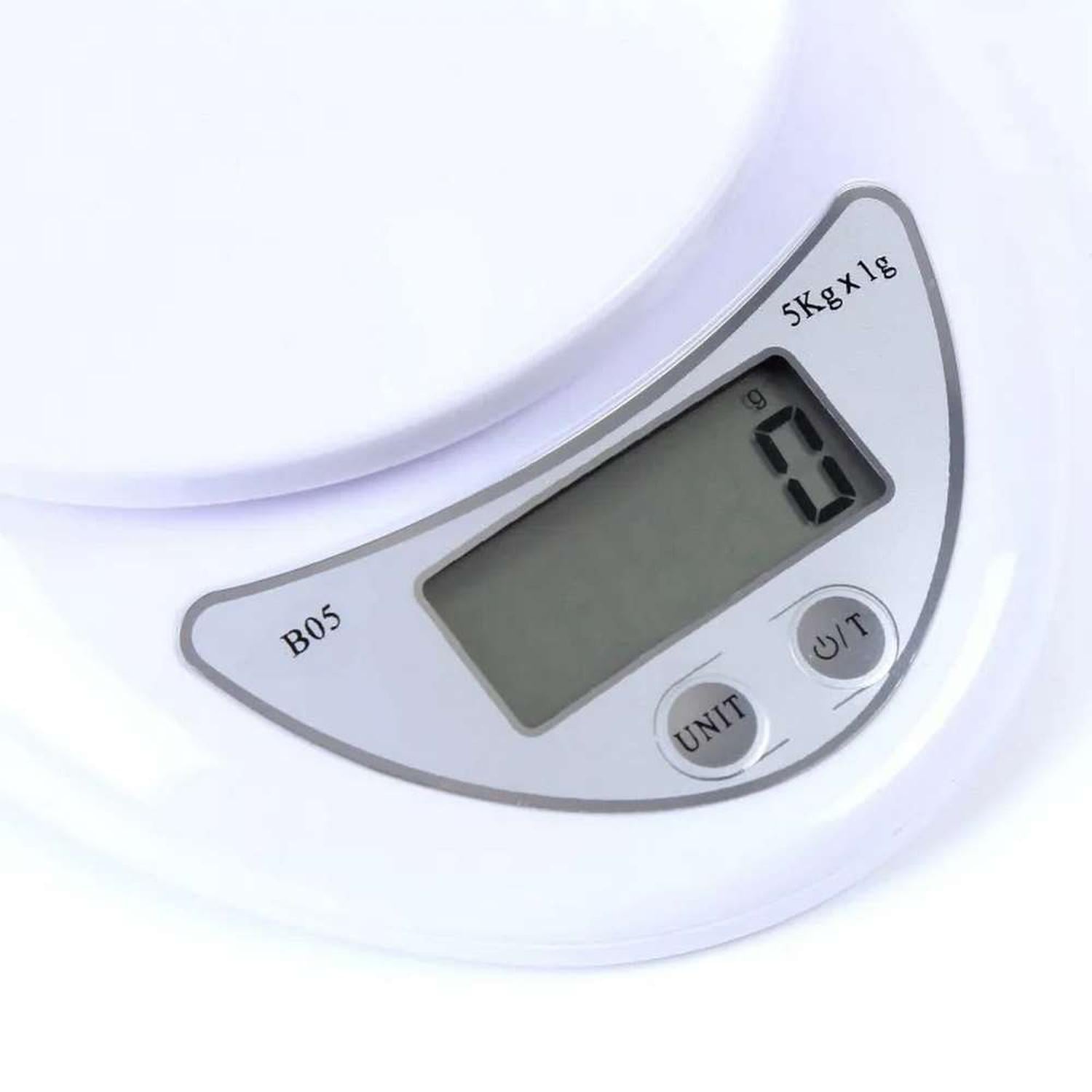 BALANZA PESA DIGITAL DE COCINA 5 KILOS A PILAS CON RECIPIENTE B05 - 3