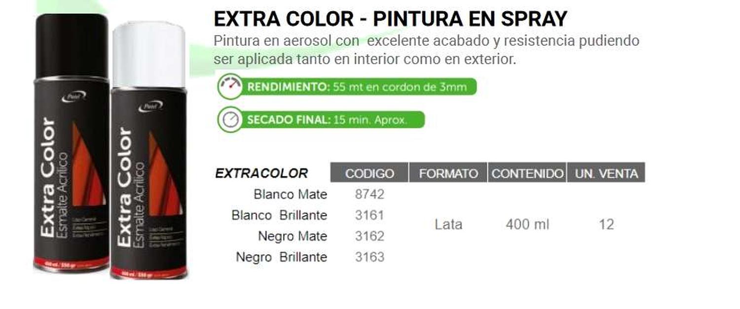 PINTURA EN SPRAY BRILLANTE INTERIOR EXTERIOR SECADO RAPIDO COLOR NEGRO - 6