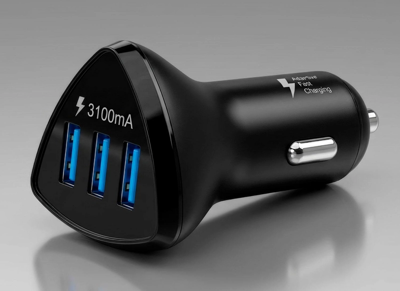CARGADOR CELULAR AUTO 3 PUERTO USB CARGA RAPIDA LINTERNA GPS COLOR AL AZAR - 7