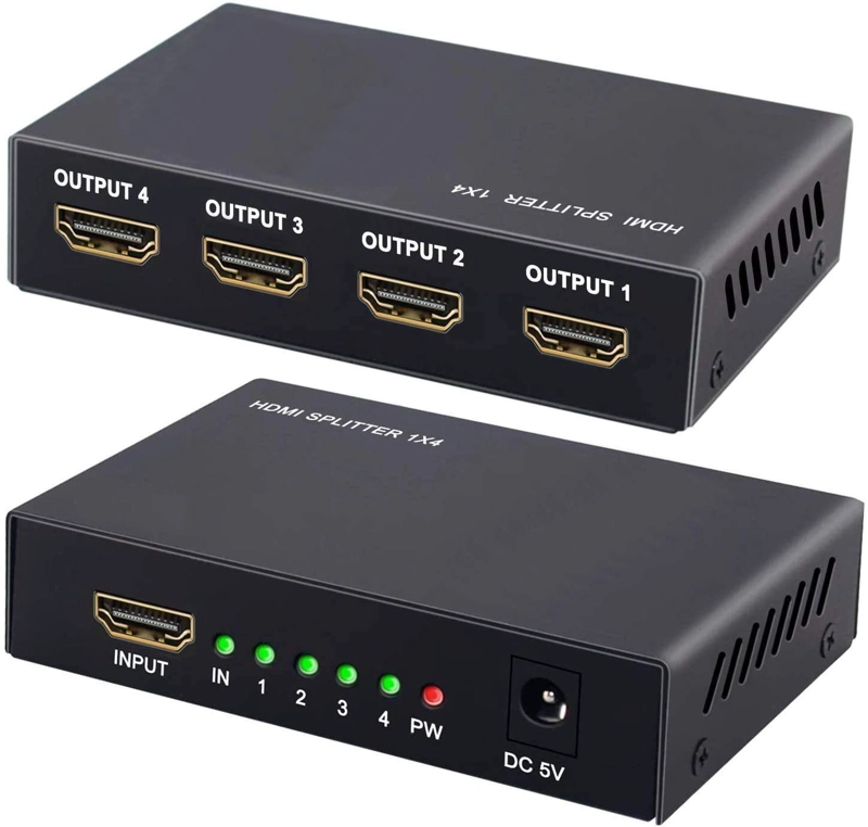ADAPTADOR DUPLICADOR SPLITTER HDMI DUPLICA MULTI PANTALLA TV LED CLONA 1X4 - 1