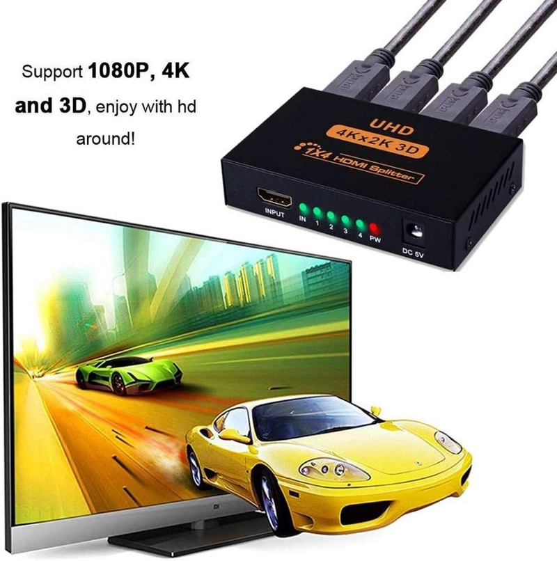 ADAPTADOR DUPLICADOR SPLITTER HDMI DUPLICA MULTI PANTALLA TV LED CLONA 1X4 - 8