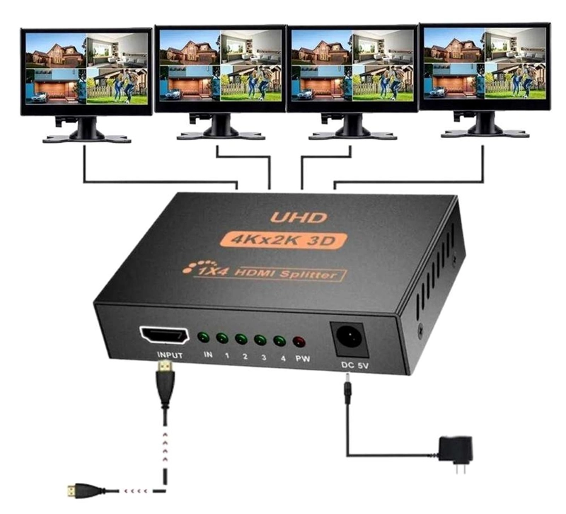 ADAPTADOR DUPLICADOR SPLITTER HDMI DUPLICA MULTI PANTALLA TV LED CLONA 1X4 - 9