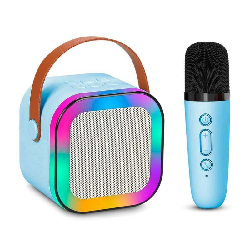 MINI PARLANTE KARAOKE INALAMBRICO MICROFONO LUZ USB AUX BT COLOR AL AZAR - 1