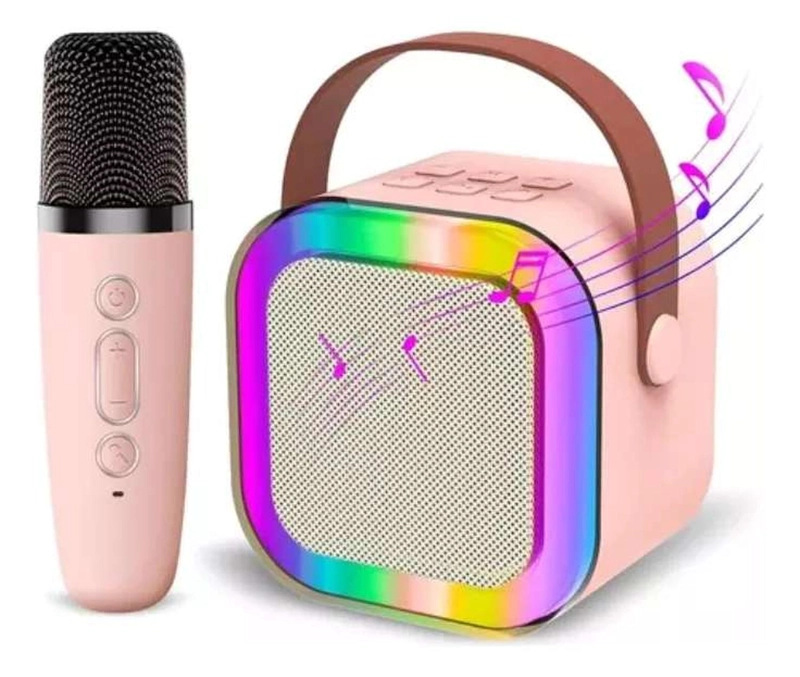 MINI PARLANTE KARAOKE INALAMBRICO MICROFONO LUZ USB AUX BT COLOR AL AZAR - 2