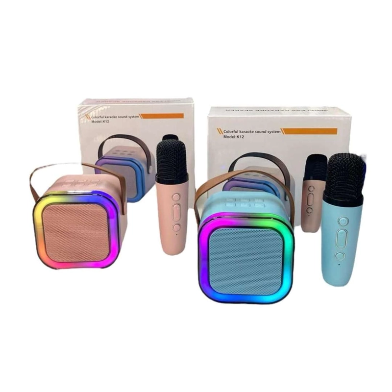 MINI PARLANTE KARAOKE INALAMBRICO MICROFONO LUZ USB AUX BT COLOR AL AZAR - 6