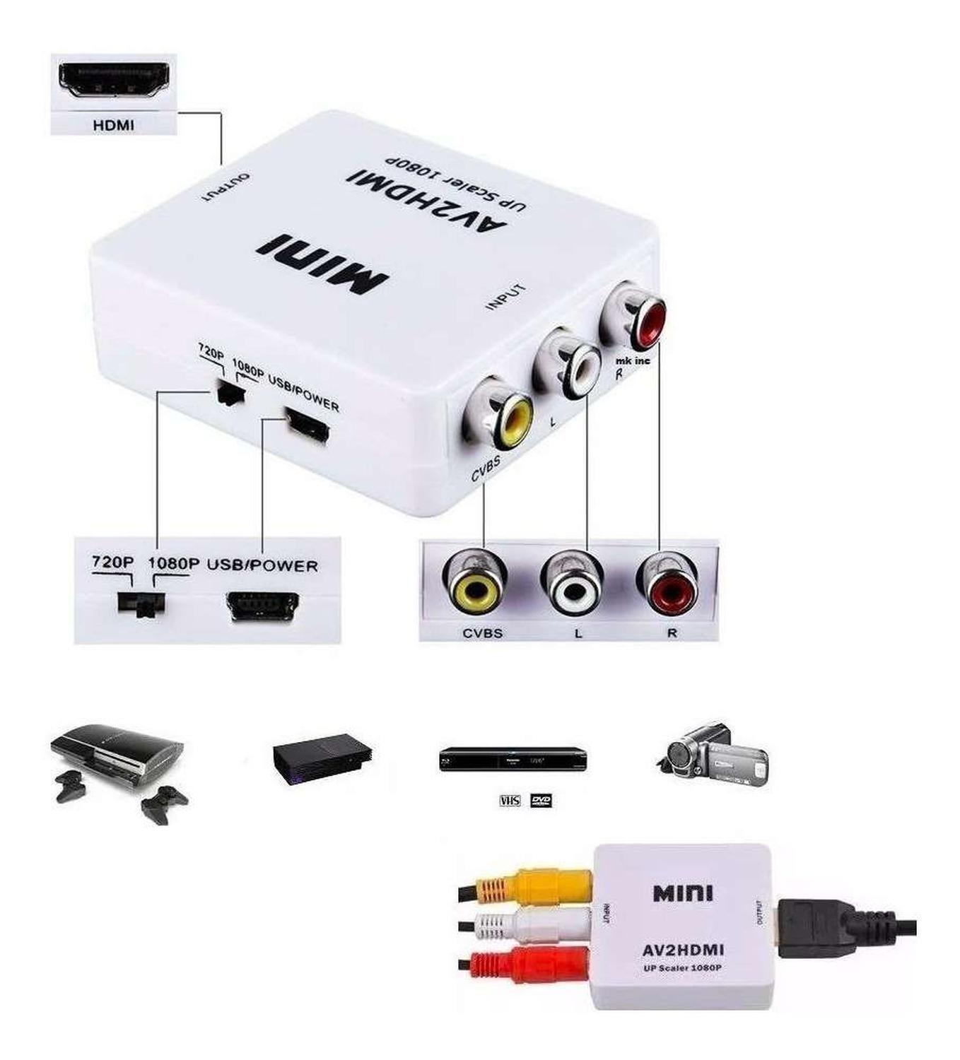 ADAPTADOR GEN CONVERSOR PARA PLAYSTATION WII XBOX RCA VIDEO HDMI AV PLAY RCA A TV HDMI - 4
