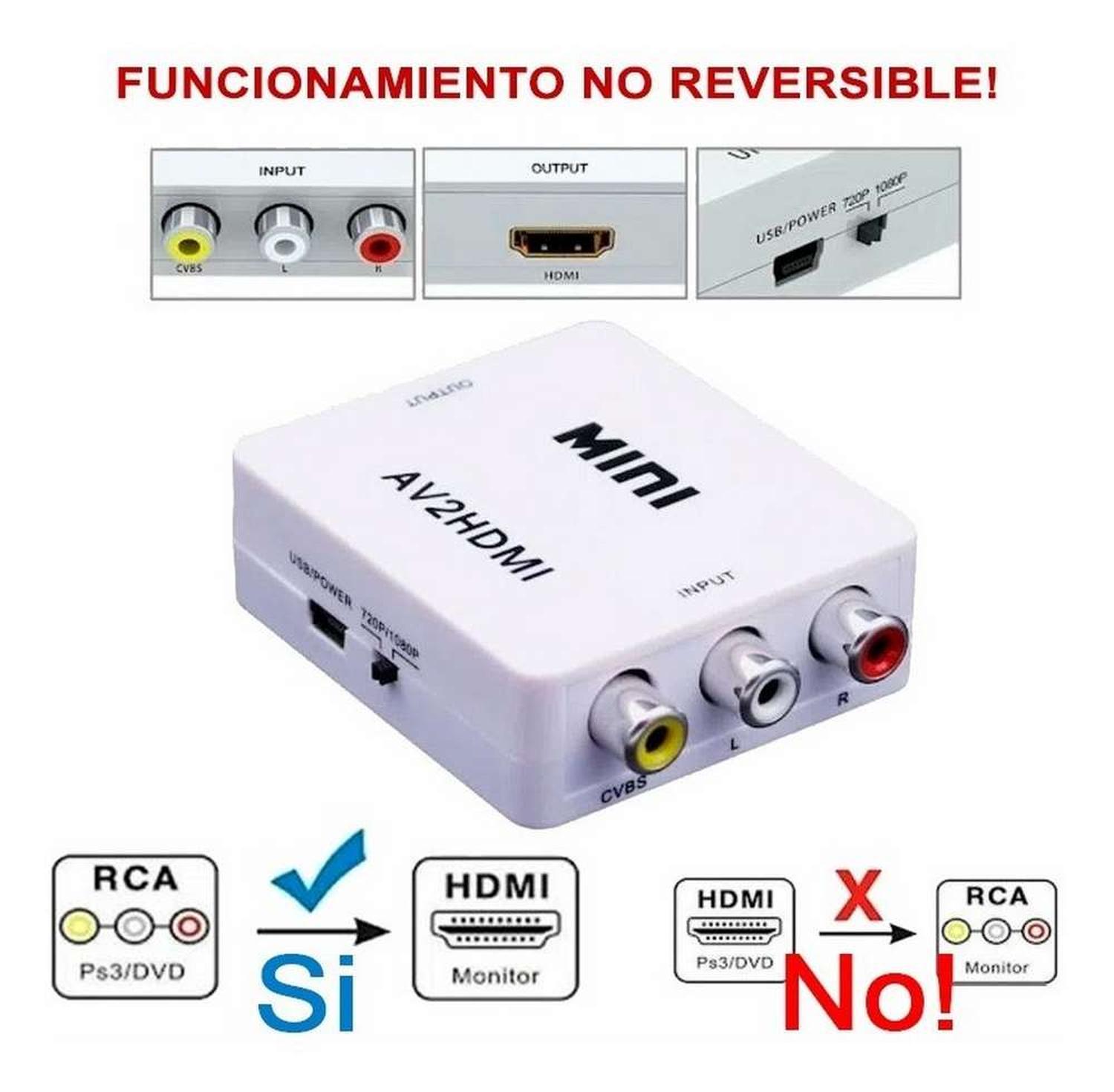 ADAPTADOR GEN CONVERSOR PARA PLAYSTATION WII XBOX RCA VIDEO HDMI AV PLAY RCA A TV HDMI - 6