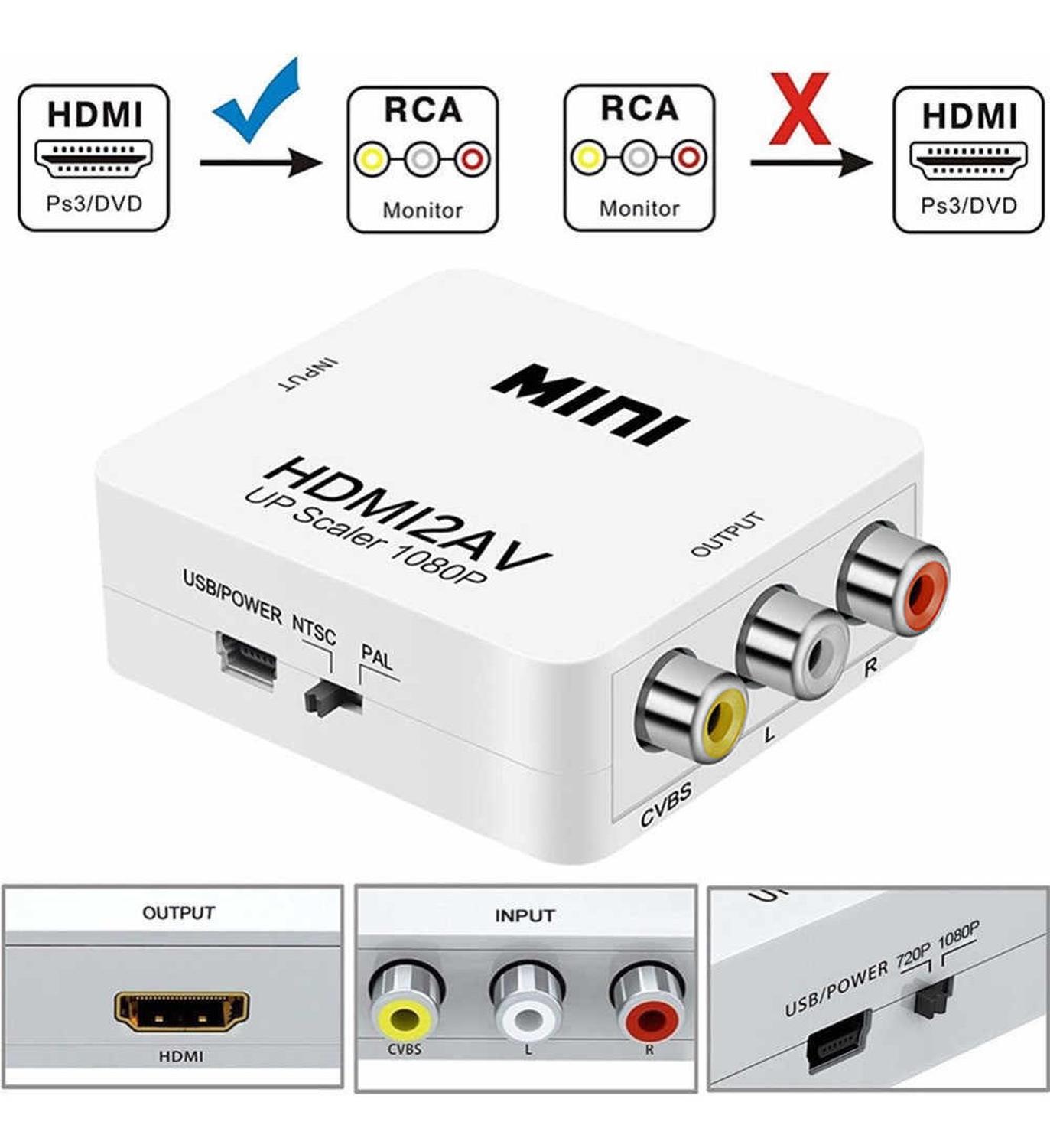 CONVERSOR HDMI A RCA AUDIO Y VIDEO ADAPTADOR CAMBIADOR SEÑAL HDMI A RCA - 2
