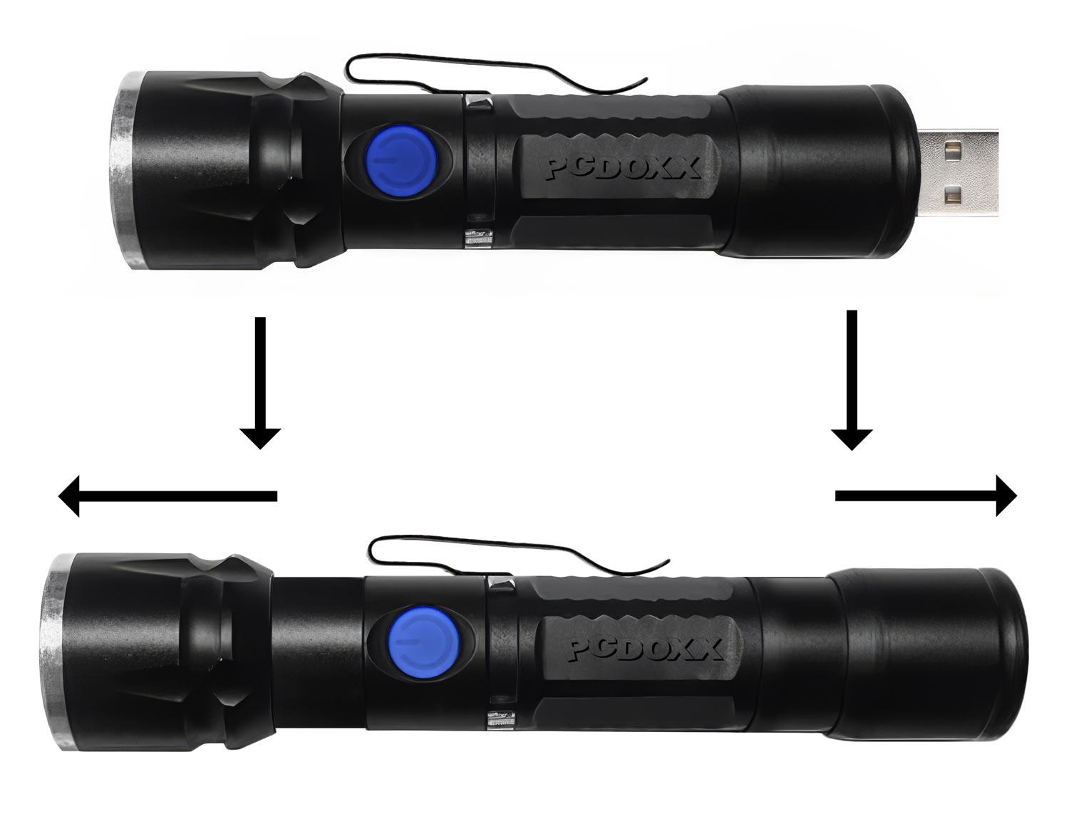 LINTERNA LED CON ZOOM RECARGABLE PUERTO USB CON ALTO ALCANCE DESLIZANTE - 3