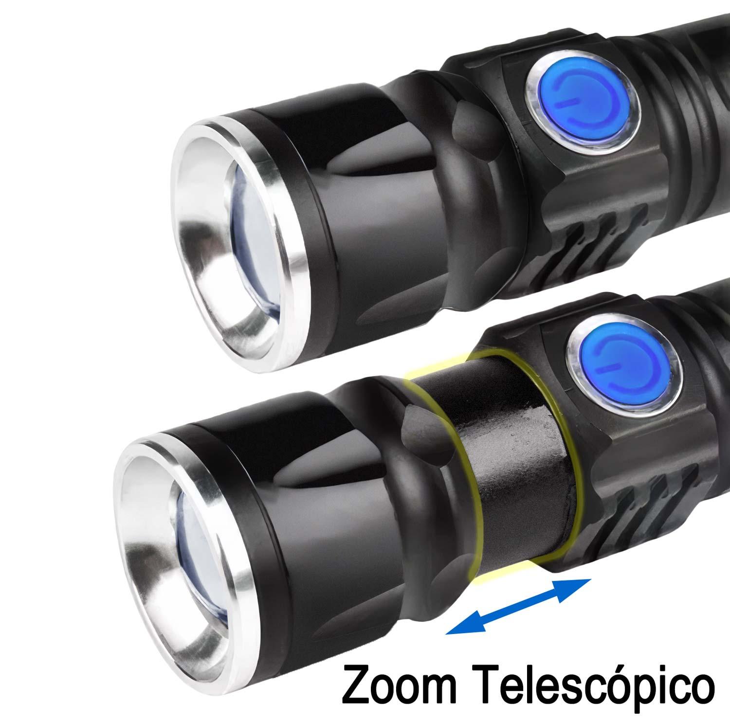 LINTERNA LED CON ZOOM RECARGABLE PUERTO USB CON ALTO ALCANCE DESLIZANTE - 5