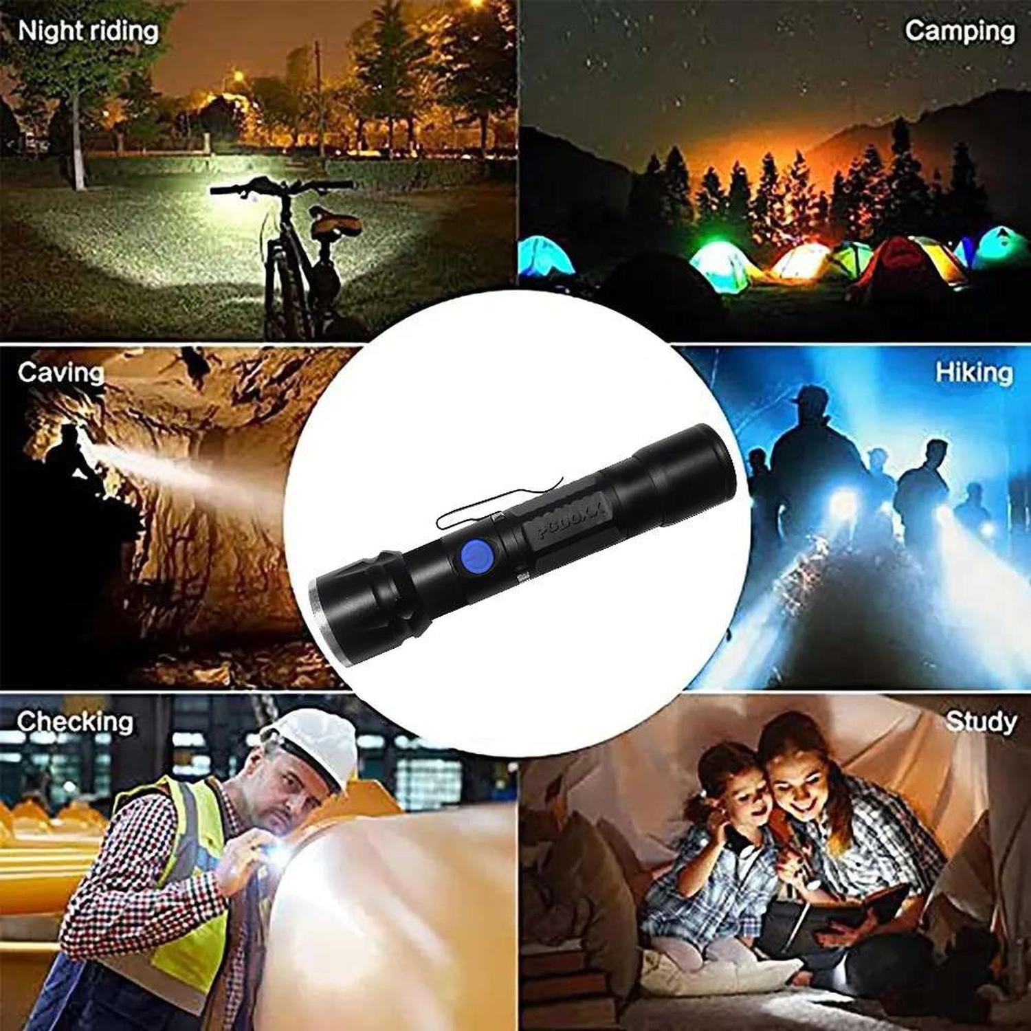LINTERNA LED CON ZOOM RECARGABLE PUERTO USB CON ALTO ALCANCE DESLIZANTE - 7