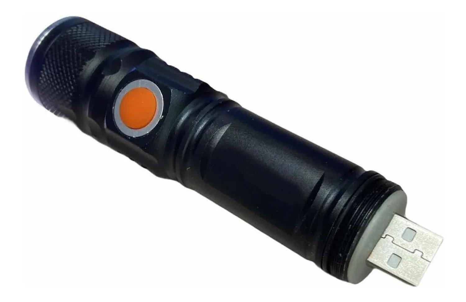 LINTERNA LED CON ZOOM RECARGABLE PUERTO USB CON ALTO ALCANCE CON TAPA - 6