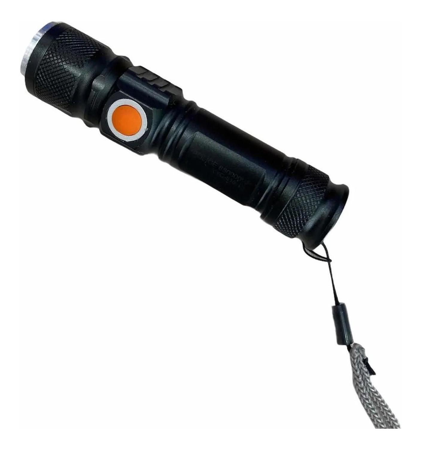 LINTERNA LED CON ZOOM RECARGABLE PUERTO USB CON ALTO ALCANCE CON TAPA - 9
