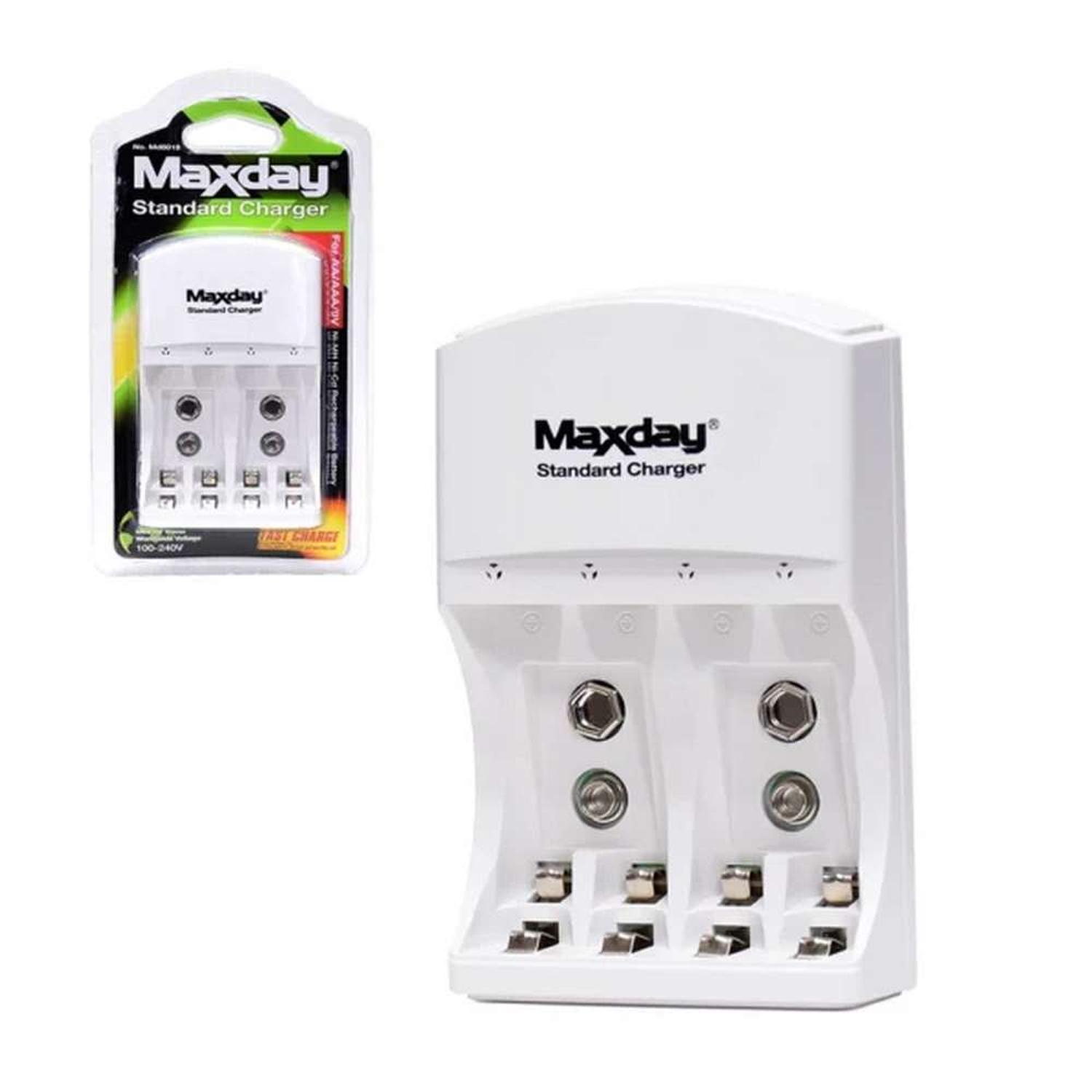 CARGADOR DE PILAS RECARGABLES AA AAA Y BATERIAS DE 9V MAXDAY PARA 4 PILAS - 3
