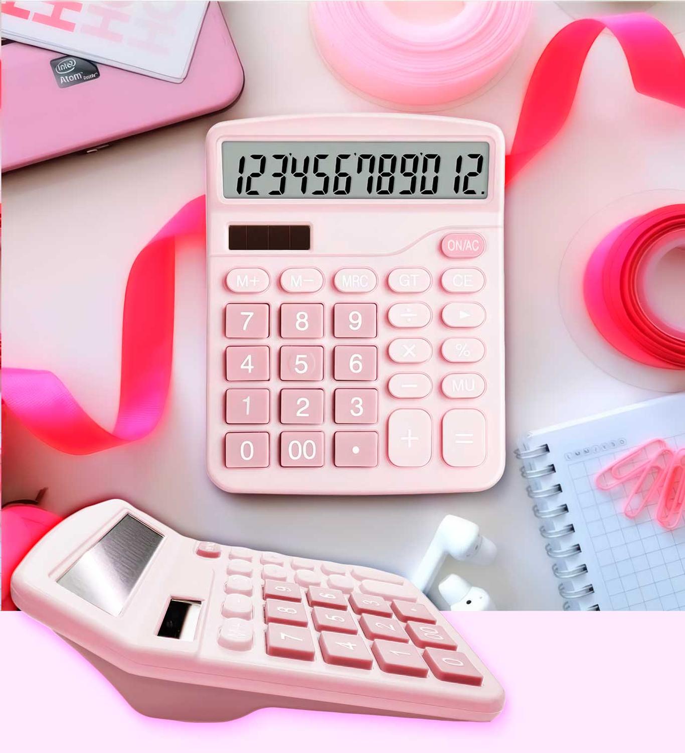 CALCULADORA ROSA PINK ESCRITORIO OFICINA COLEGIO ROSADA ROSADO PASTEL 837C - 2