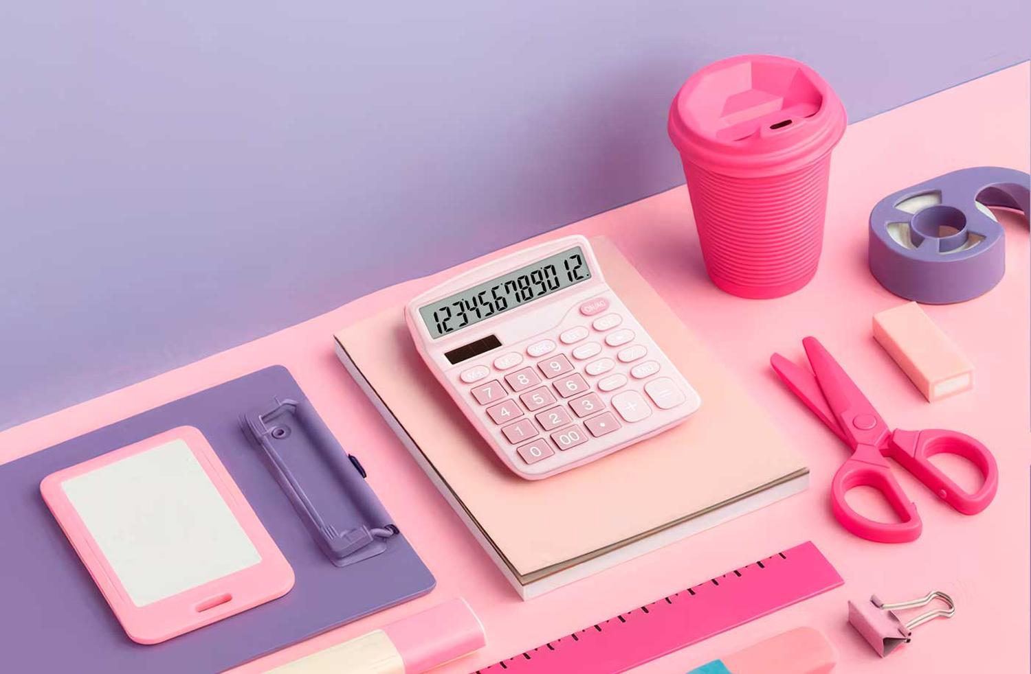 CALCULADORA ROSA PINK ESCRITORIO OFICINA COLEGIO ROSADA ROSADO PASTEL 837C - 4