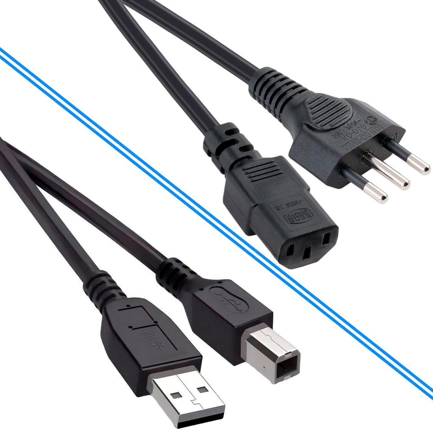 SET CABLE PODER Y USB IMPRESORA PARA HP CANON EPSON BROTHER 3P PODER PC Y USB - 2