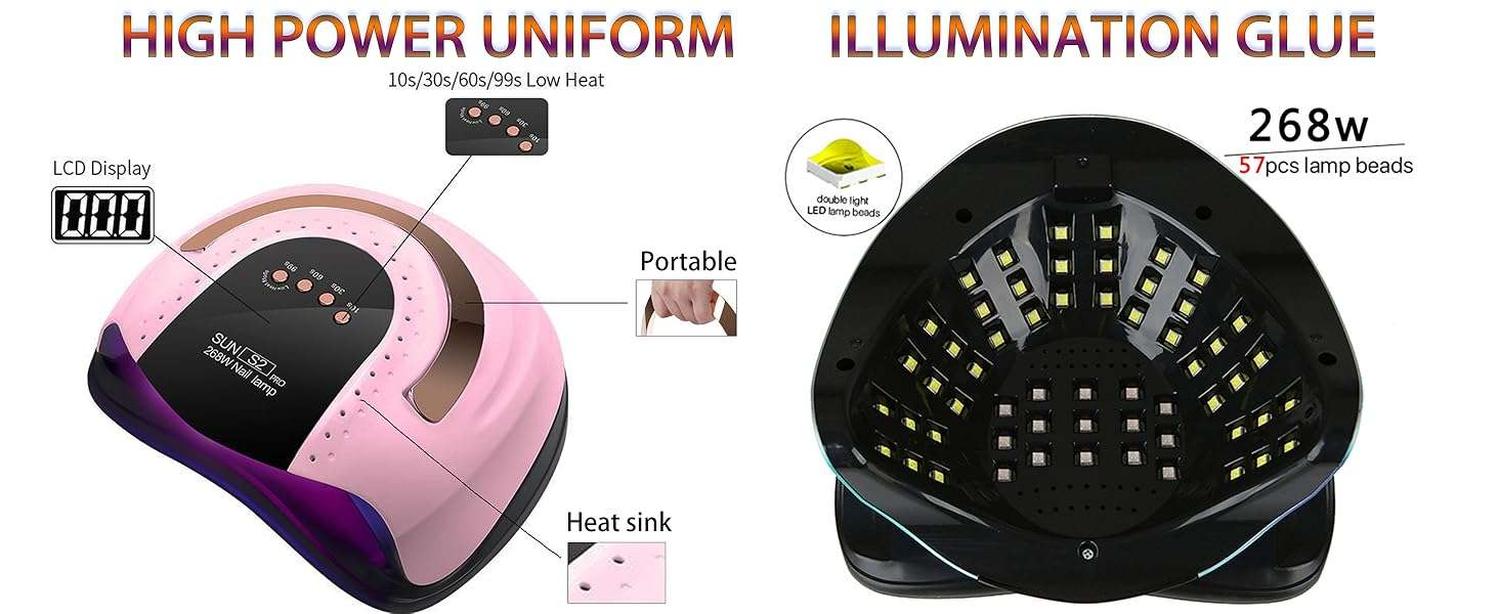 LAMPARA MANICURE LED SECADOR UV PARA MANICURE 268W SUN S2 PRO - 5