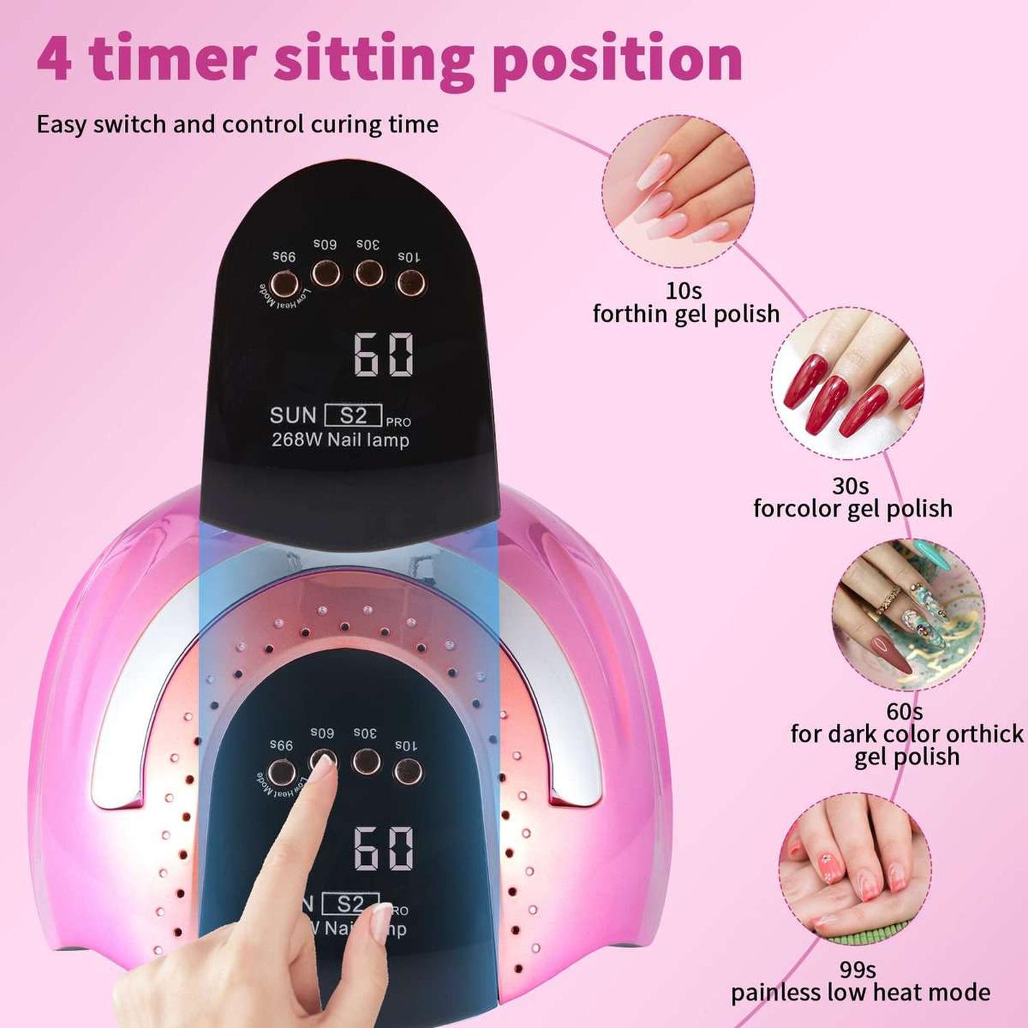 LAMPARA MANICURE LED SECADOR UV PARA MANICURE 268W SUN S2 PRO - 7