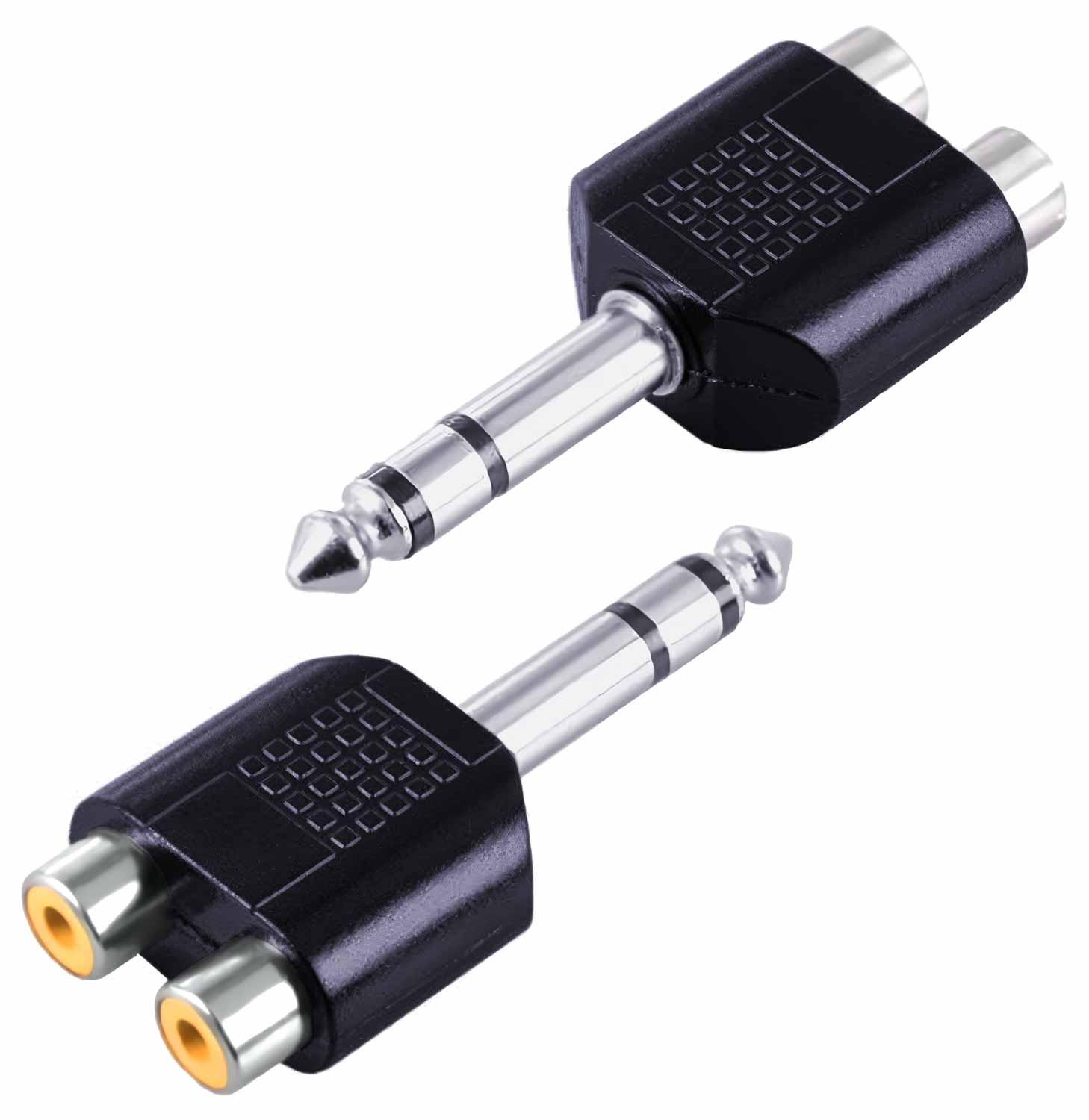 ADAPTADOR JACK 6.5 AUDIO PLUG 6.3 MM MACHO 2 RCA HEMBRA CONECTOR 6.3 A 2 RCA - 3