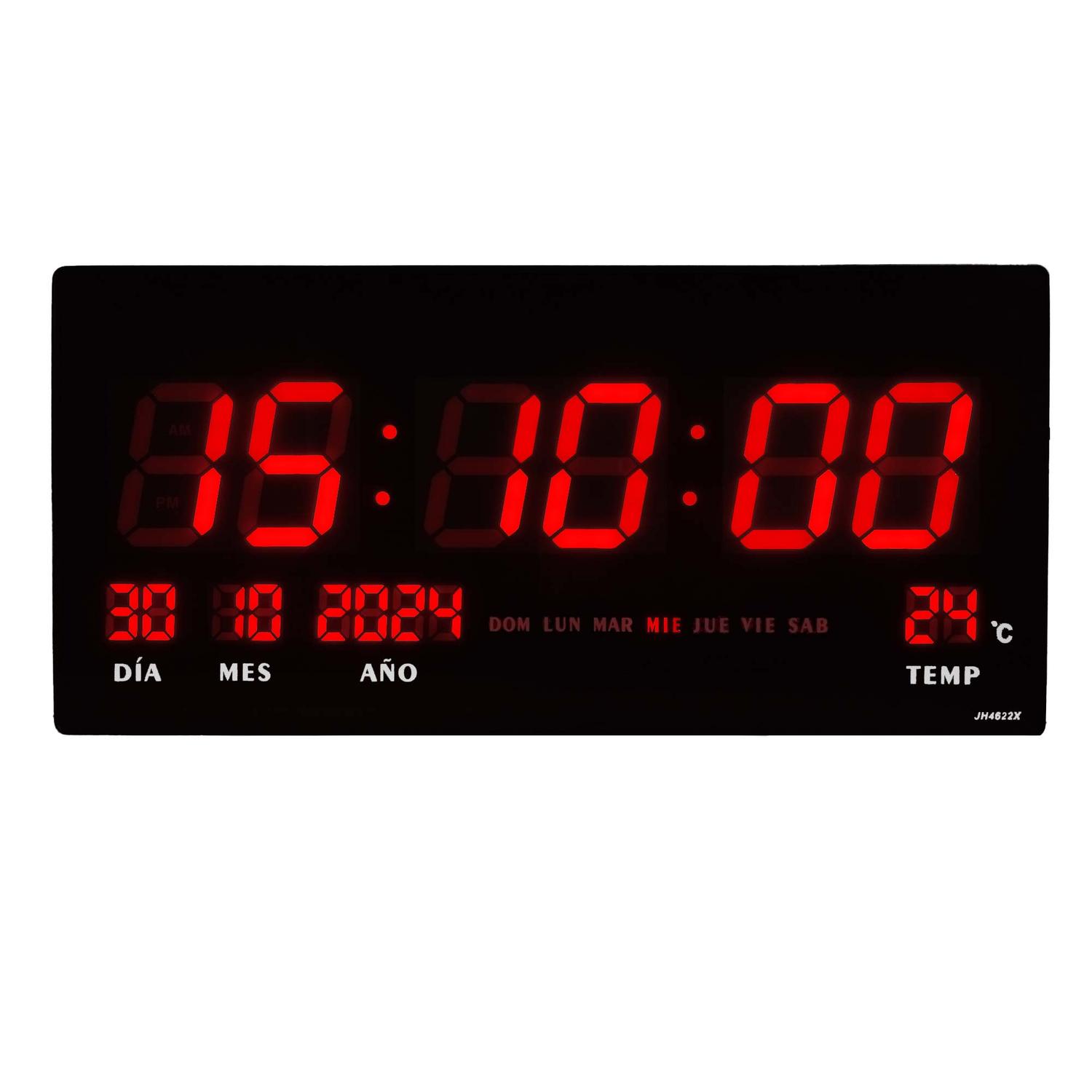 RELOJ DIGITAL LUZ LED PARED MURAL ILUMINADO OFICINA LIVING BIG 4622 - 4