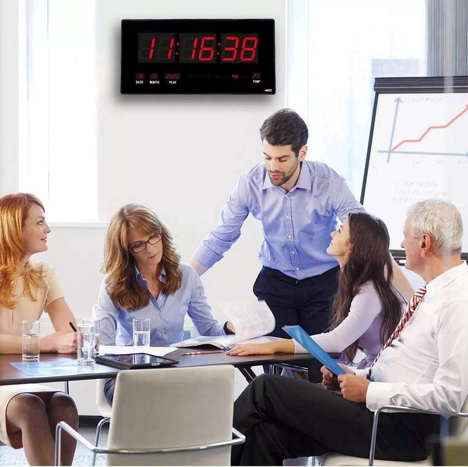RELOJ DIGITAL LUZ LED PARED MURAL ILUMINADO OFICINA LIVING BIG 4622 - 7