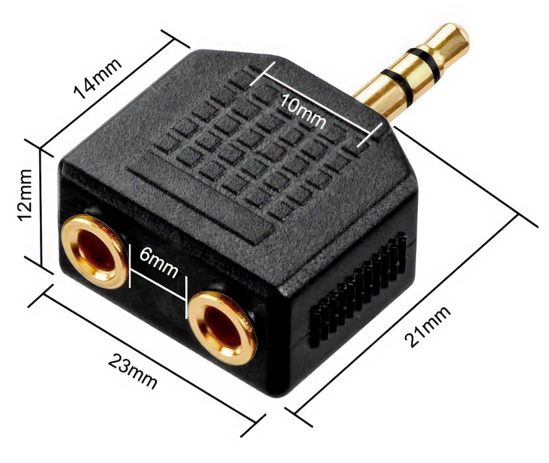 ADAPTADOR AUDIO SPLITTER COMPARTE MUSICA CONECTOR PLUG JACK 3.5MM 2 EN 1 CLONA 2X1 AUDIO - 2