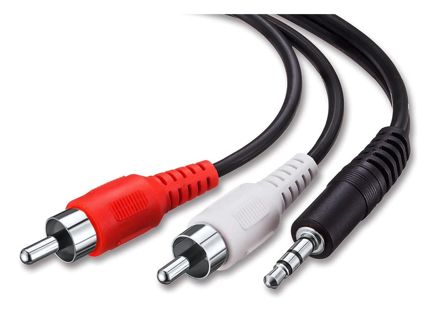 CABLE DE AUDIO AUXILIAR PLUG JACK AUDIFONO 3.5 A 2 RCA 2X1 2X1 1.5 METROS - 1
