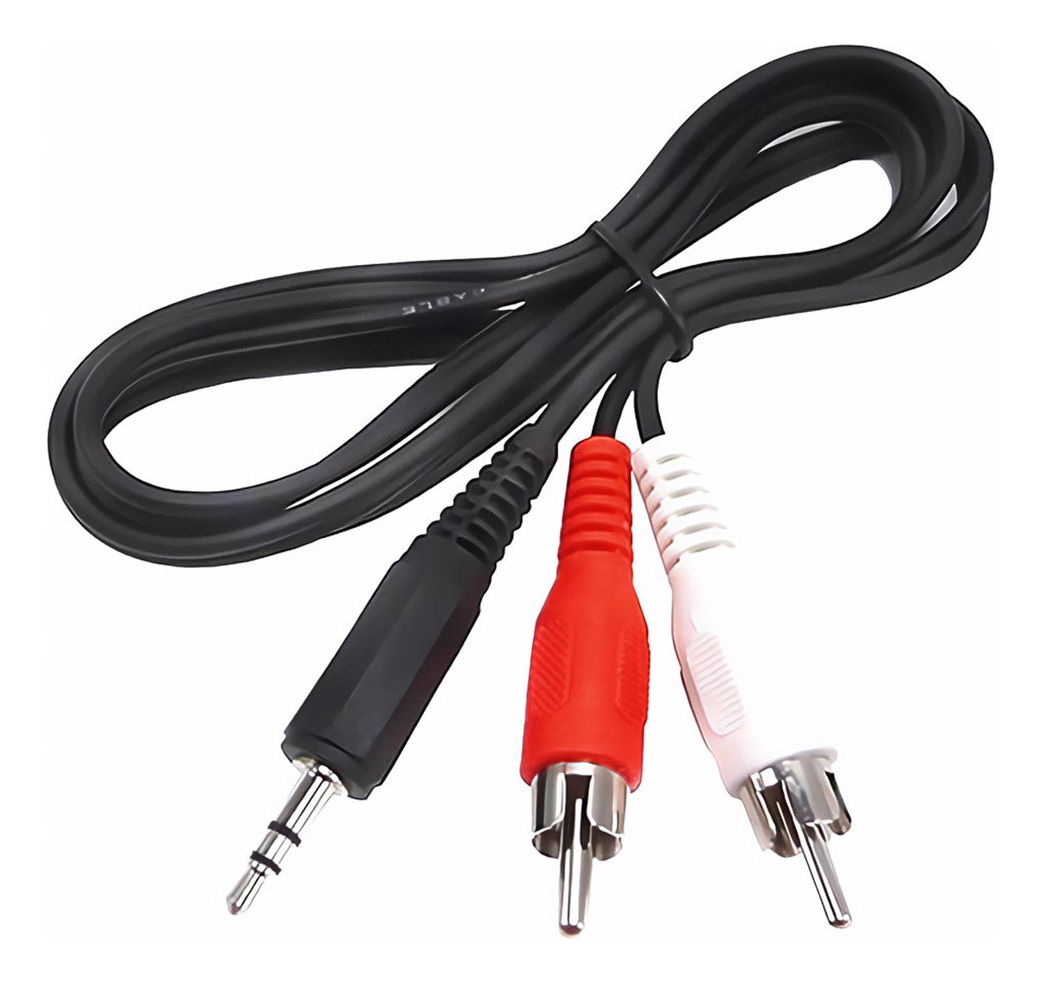 CABLE DE AUDIO AUXILIAR PLUG JACK AUDIFONO 3.5 A 2 RCA 2X1 2X1 1.5 METROS - 3