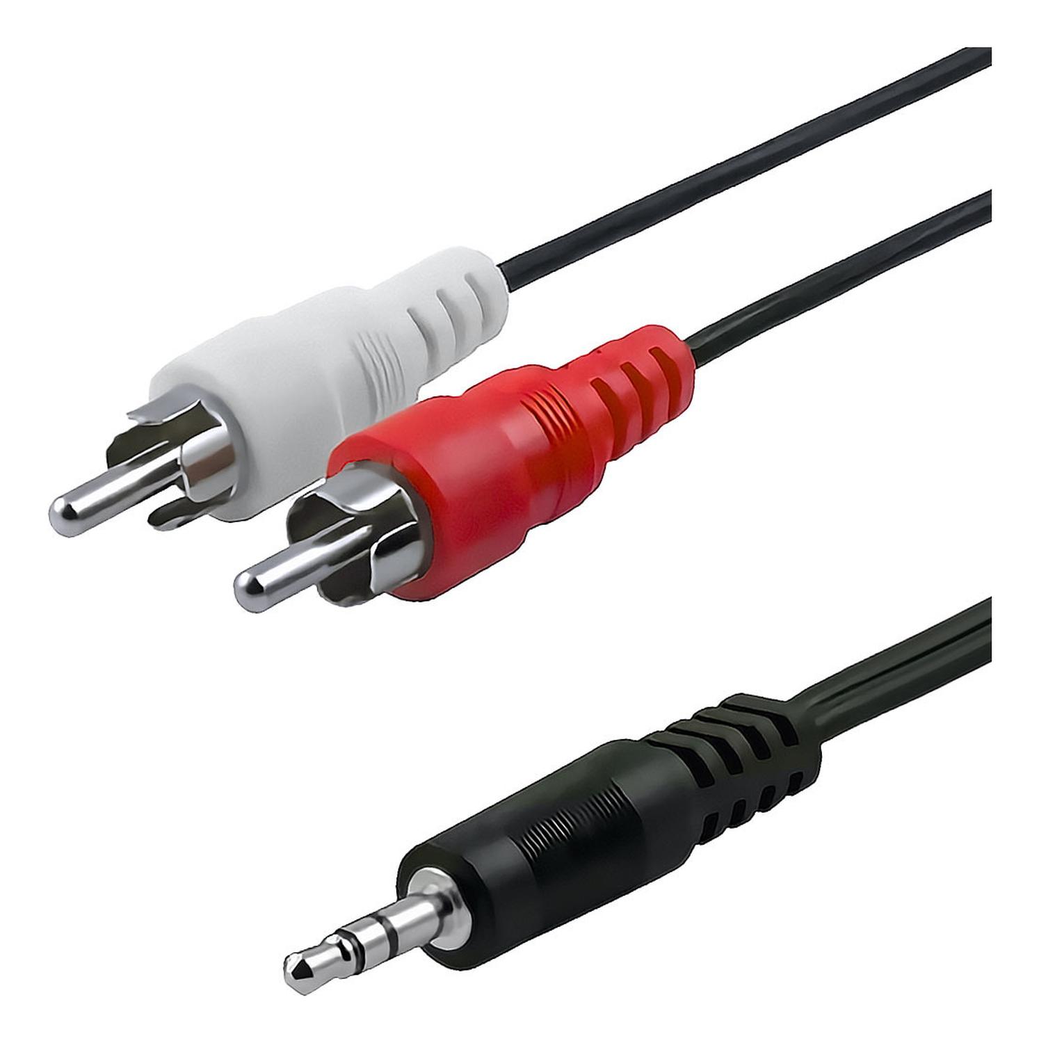 CABLE DE AUDIO AUXILIAR PLUG JACK AUDIFONO 3.5 A 2 RCA 2X1 2X1 1.5 METROS - 4