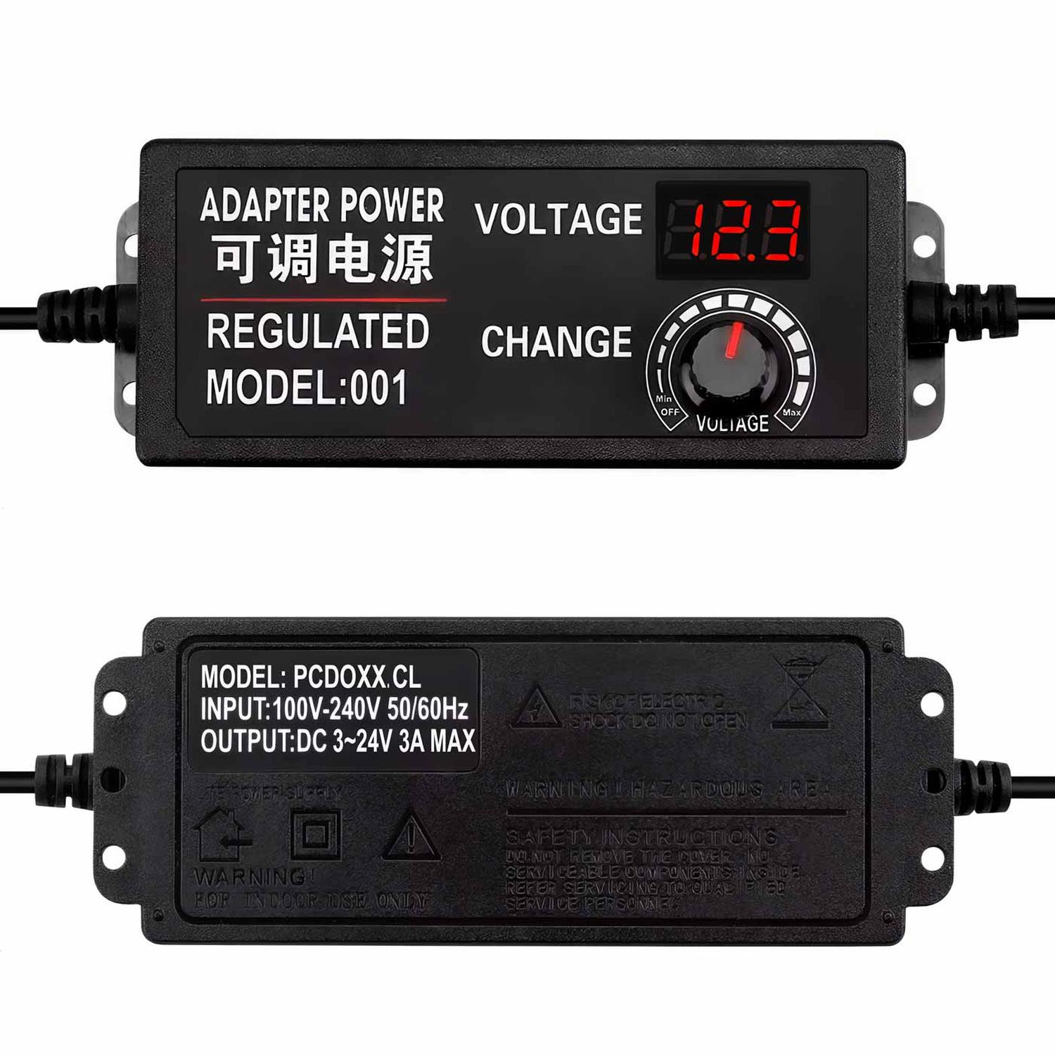 FUENTE GEN REGULADA 3V A 24V TRANSFORMADOR ELIMINADOR PILAS UNIVERSAL - 6