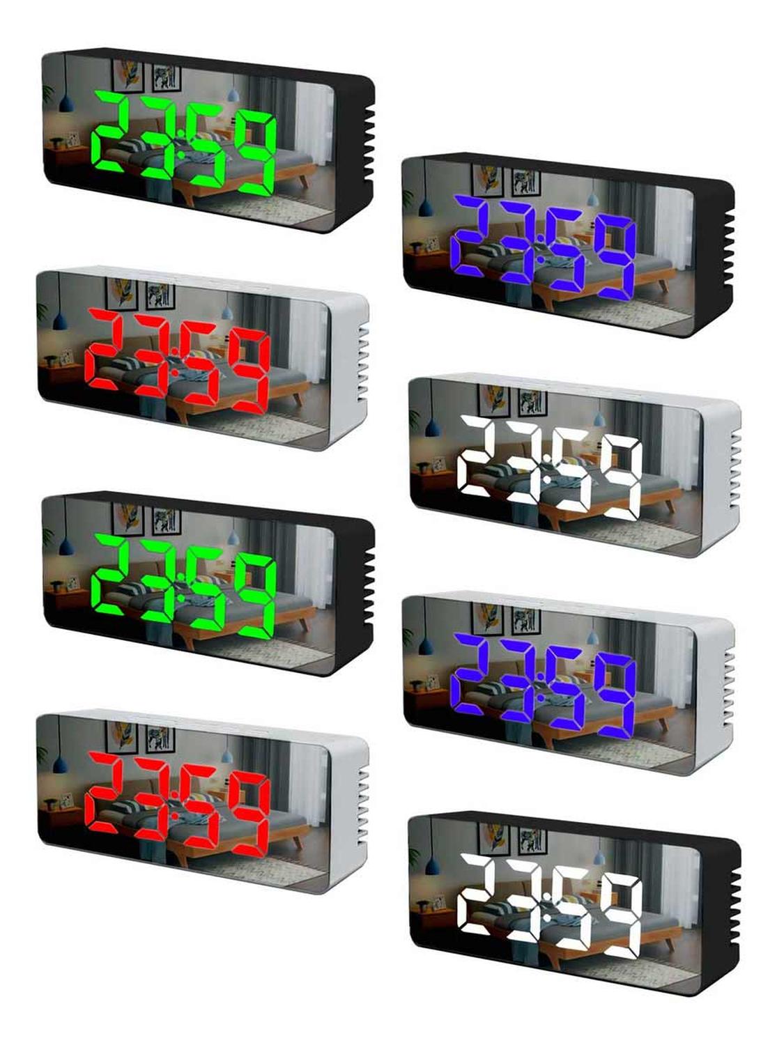 RELOJ DIGITAL LUZ LED NUMEROS ILUMINADO COLOR PUERTO USB - 2