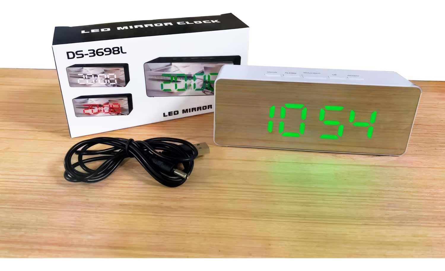 RELOJ DIGITAL LUZ LED NUMEROS ILUMINADO COLOR PUERTO USB - 3