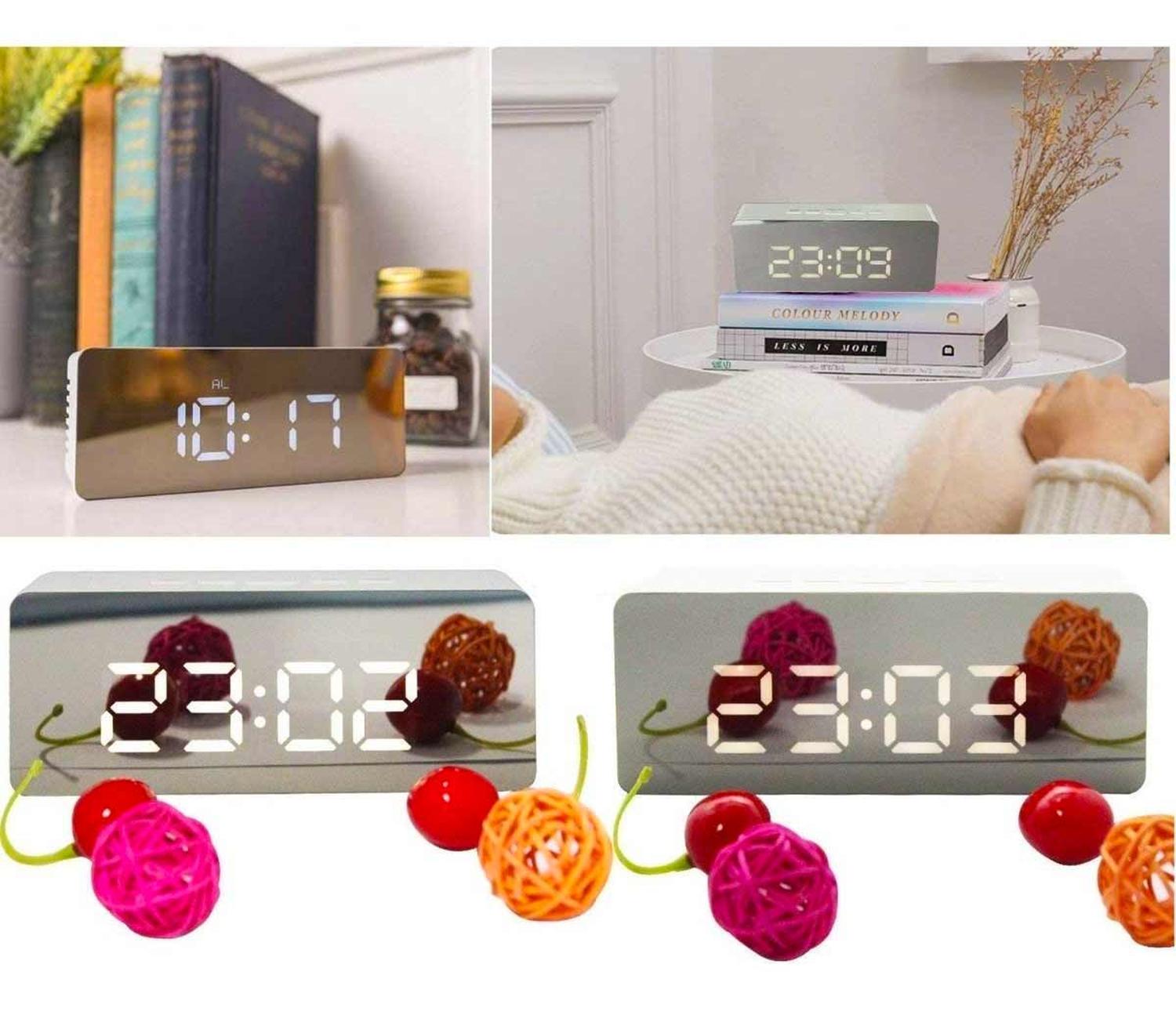 RELOJ DIGITAL LUZ LED NUMEROS ILUMINADO COLOR PUERTO USB - 6