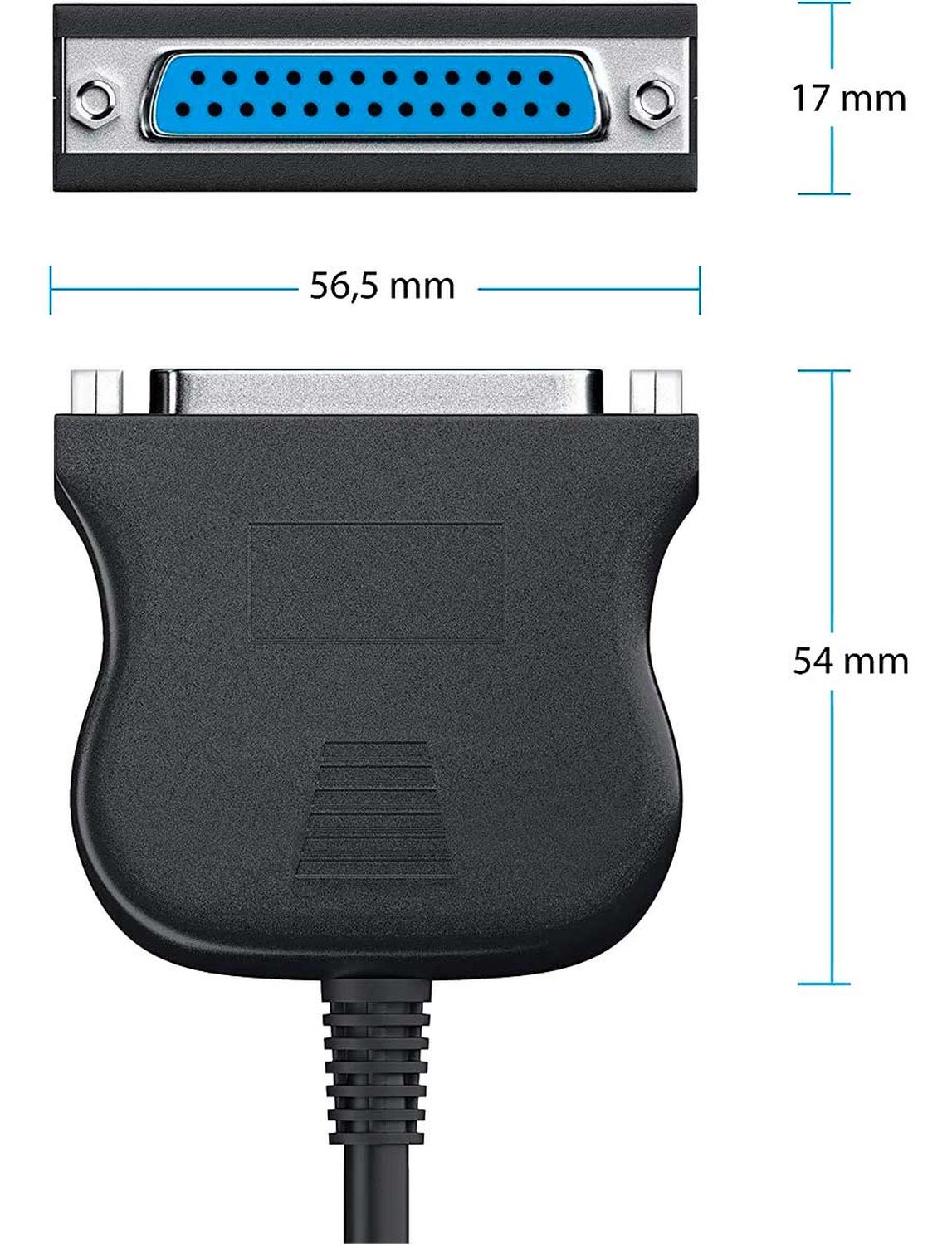 CABLE GEN ADAPTADOR USB A PUERTO PARALELO IMPRESORA DB25 HEMBRA NEGRO DB25 USB 6 CM - 2