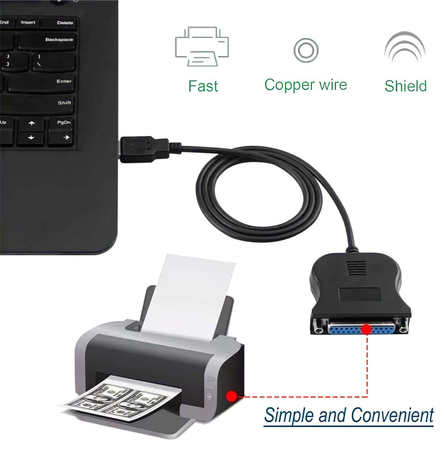 CABLE GEN ADAPTADOR USB A PUERTO PARALELO IMPRESORA DB25 HEMBRA NEGRO DB25 USB 6 CM - 4